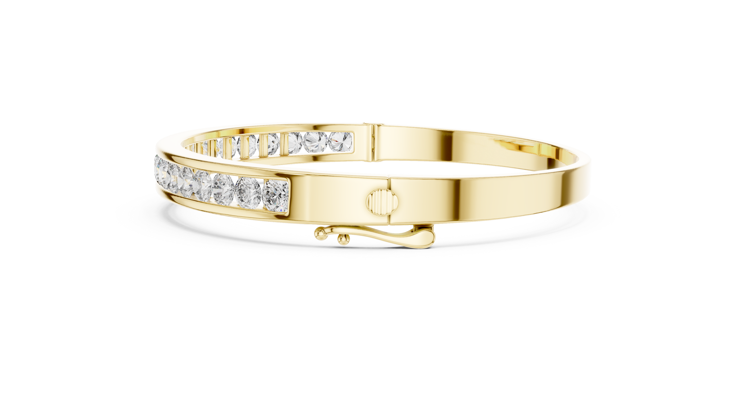 Channel-Set Lab-Grown Diamond Bangle Bracelet in 18K Gold | Minimal Diamond Bracelet