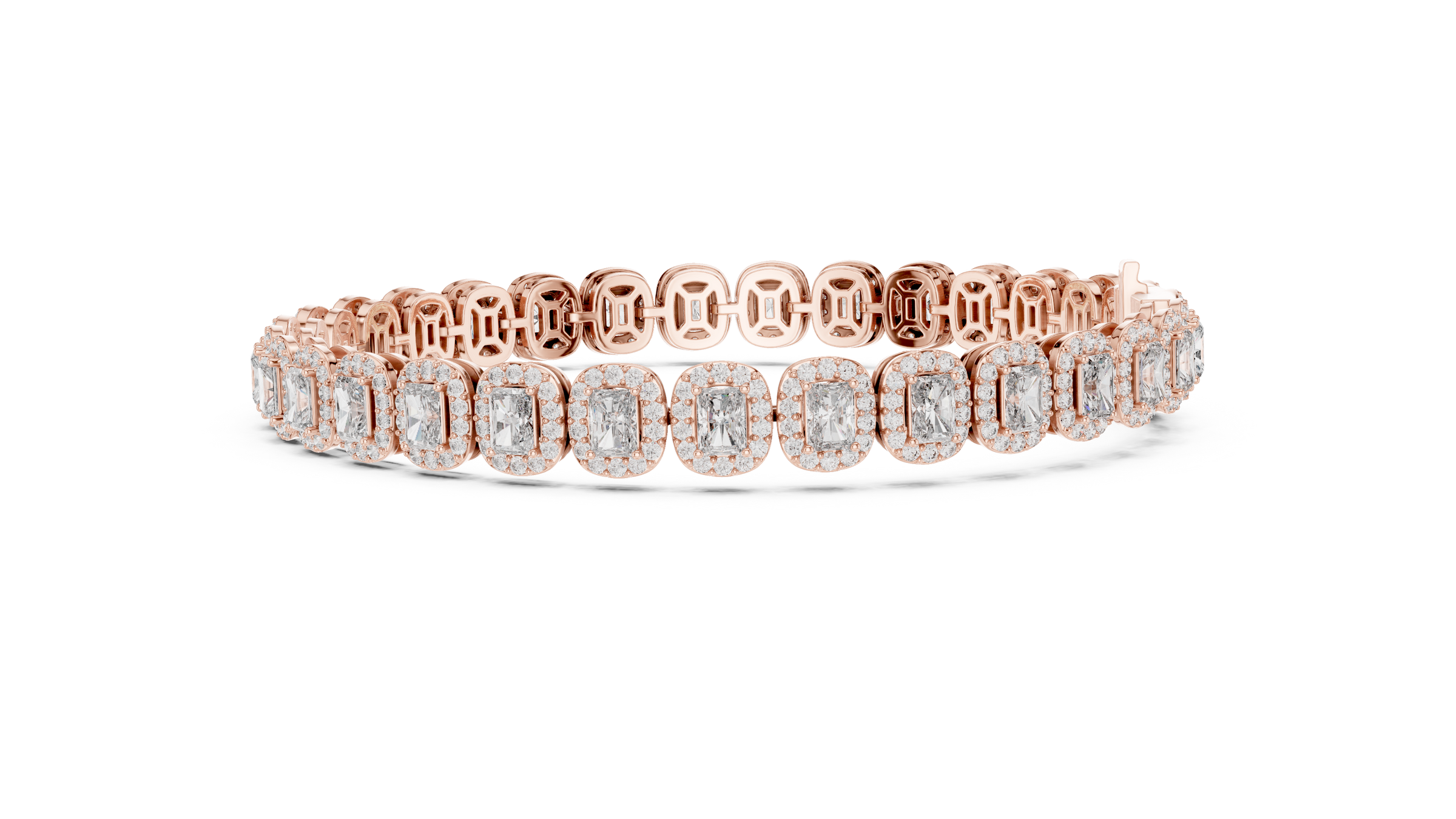 Radiant & Round Lab-Grown Diamond Bracelet in 18K Gold | Halo Statement Tennis Bracelet