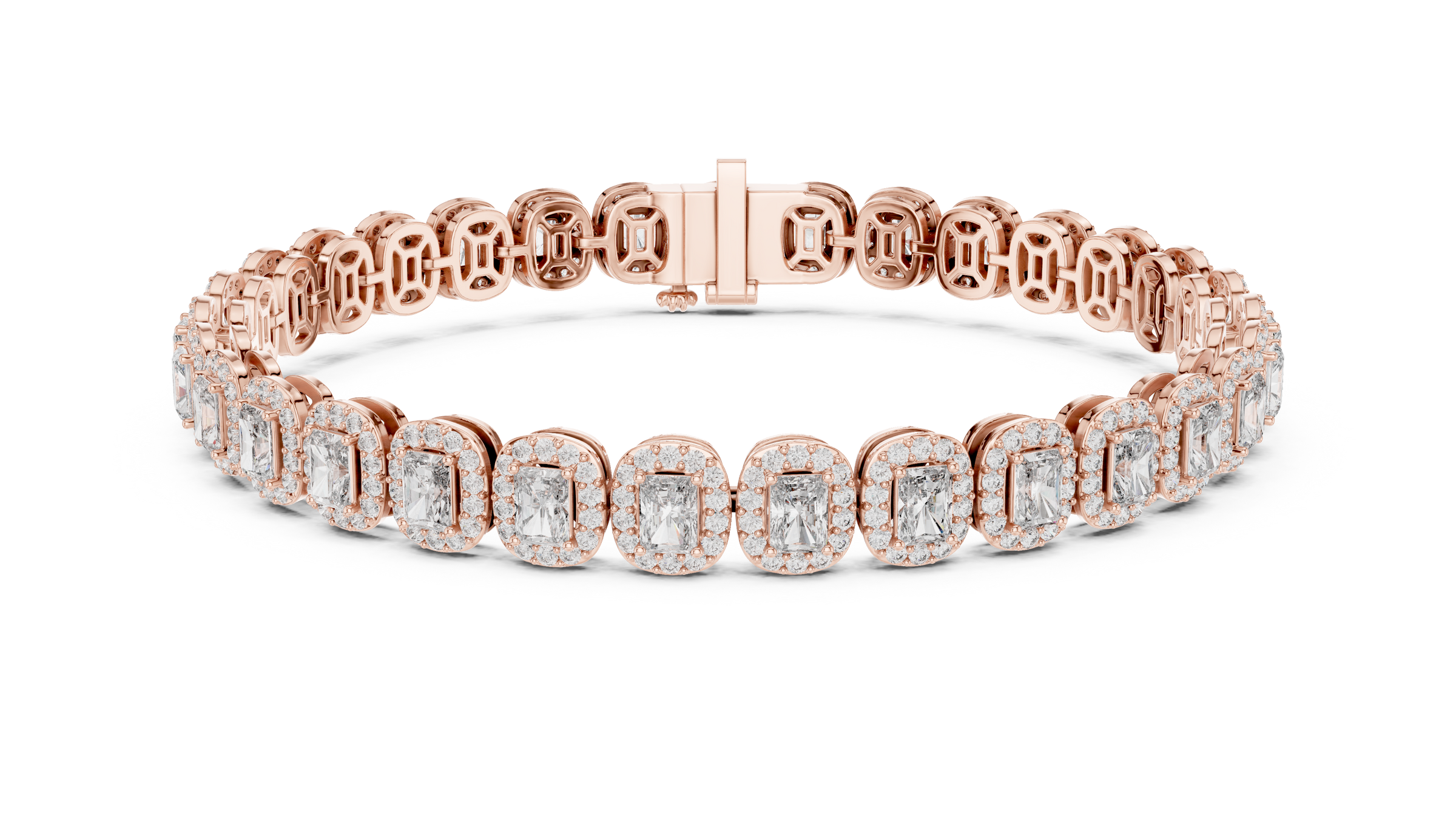 Radiant & Round Lab-Grown Diamond Bracelet in 18K Gold | Halo Statement Tennis Bracelet