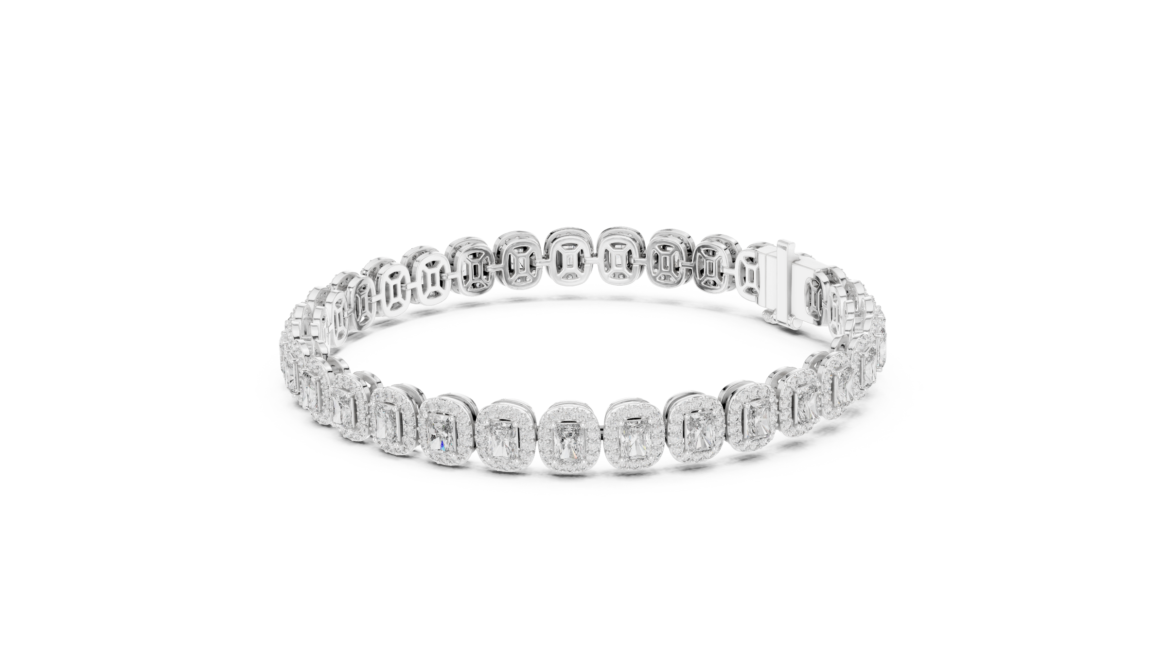 Radiant & Round Lab-Grown Diamond Bracelet in 18K Gold | Halo Statement Tennis Bracelet