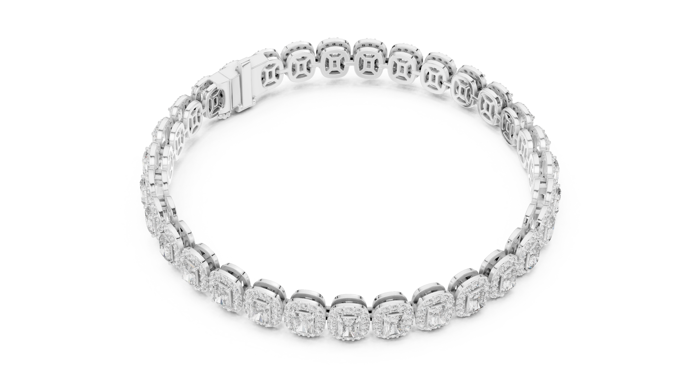 Radiant & Round Lab-Grown Diamond Bracelet in 18K Gold | Halo Statement Tennis Bracelet