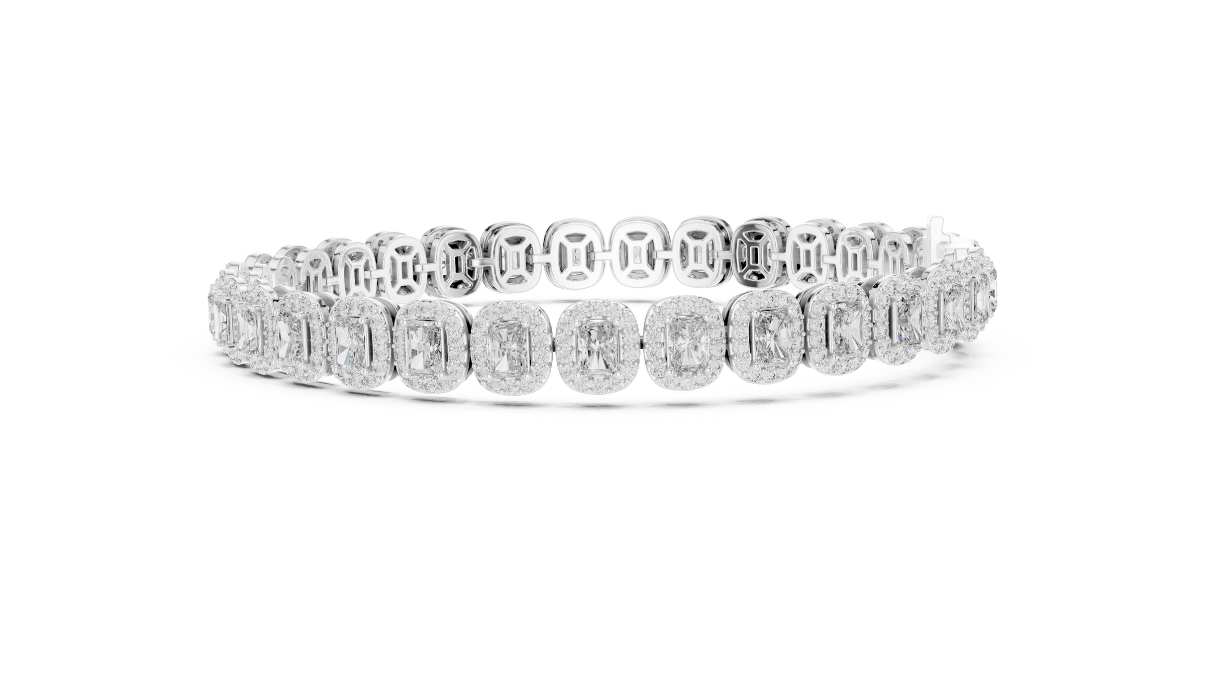 Radiant & Round Lab-Grown Diamond Bracelet in 18K Gold | Halo Statement Tennis Bracelet