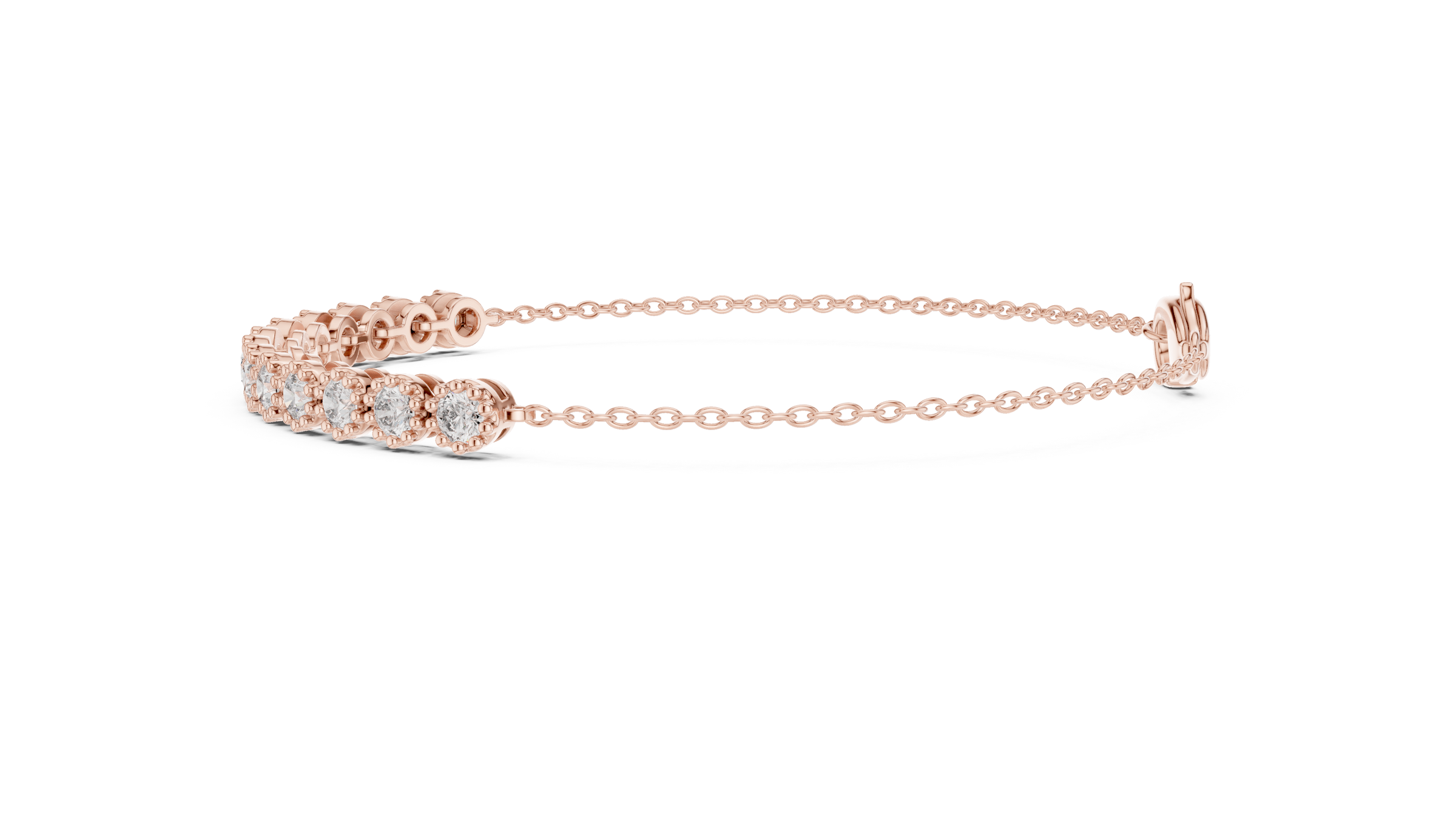 Milgrain Detail Lab-Grown Diamond Chain Bracelet in 18K Gold | Light Weight Bracelet