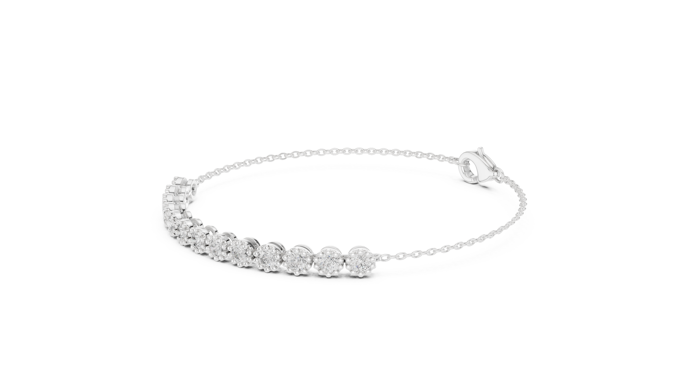 Milgrain Detail Lab-Grown Diamond Chain Bracelet in 18K Gold | Light Weight Bracelet