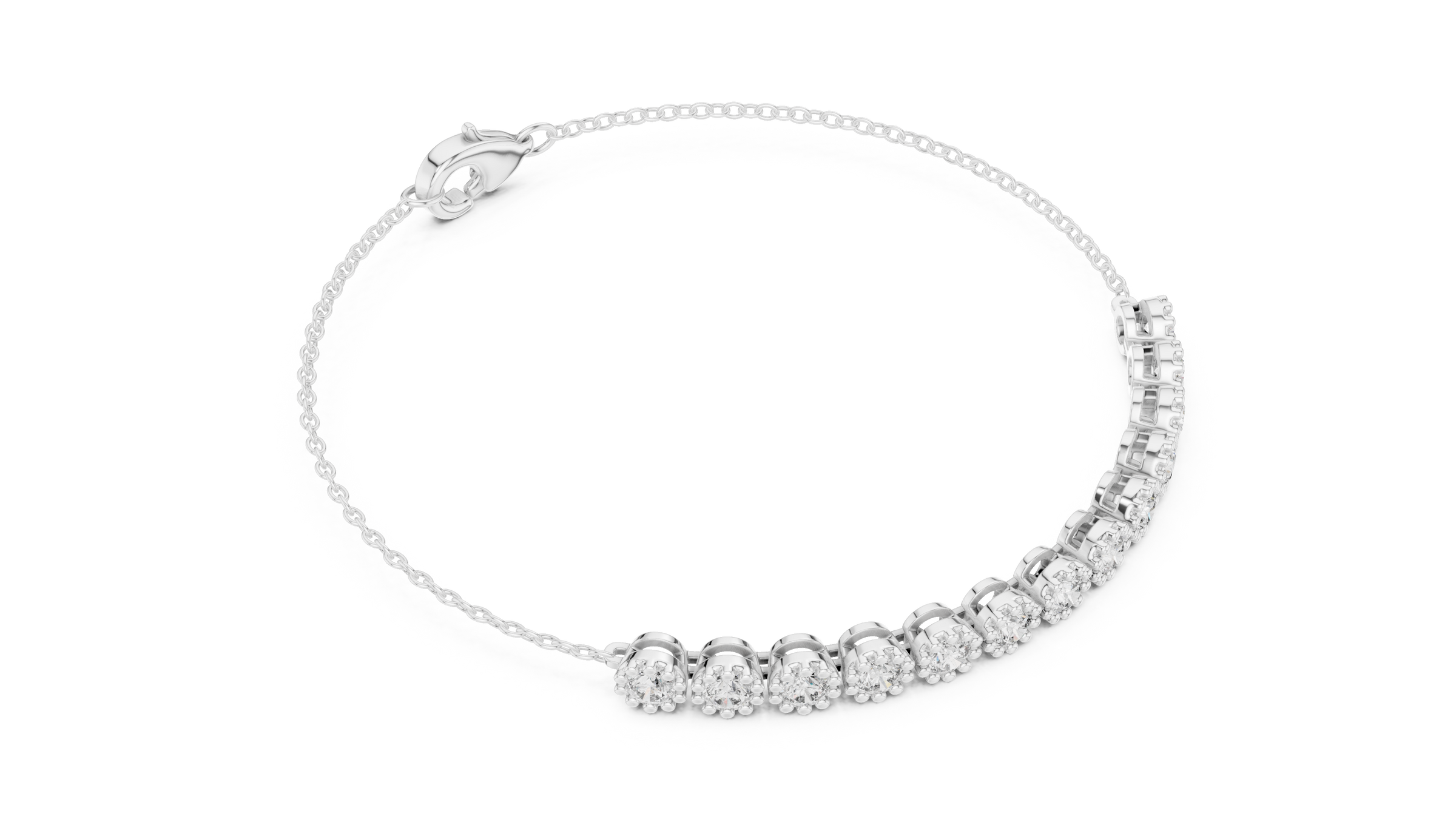 Milgrain Detail Lab-Grown Diamond Chain Bracelet in 18K Gold | Light Weight Bracelet