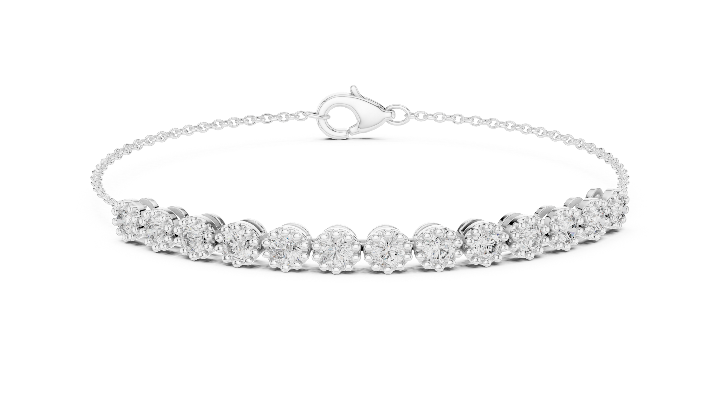 Milgrain Detail Lab-Grown Diamond Chain Bracelet in 18K Gold | Light Weight Bracelet