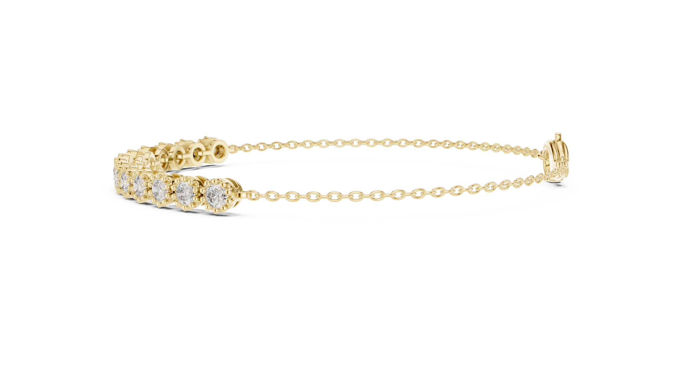 Milgrain Detail Lab-Grown Diamond Chain Bracelet in 18K Gold | Light Weight Bracelet