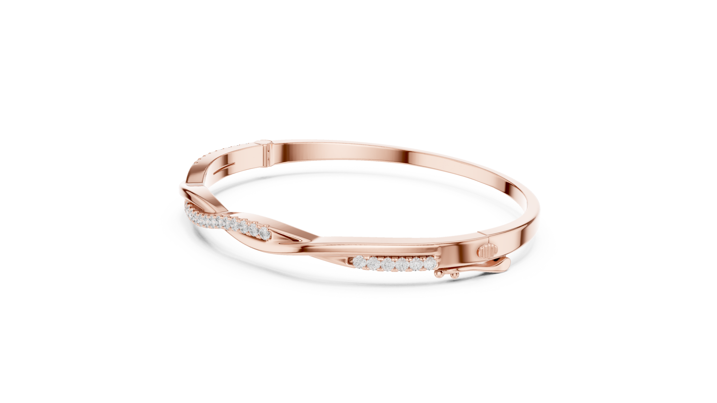 Wave Pave Lab-Grown Diamond Bangle Bracelet in 18K Gold | Sculpted Diamond Crossover Bracelet
