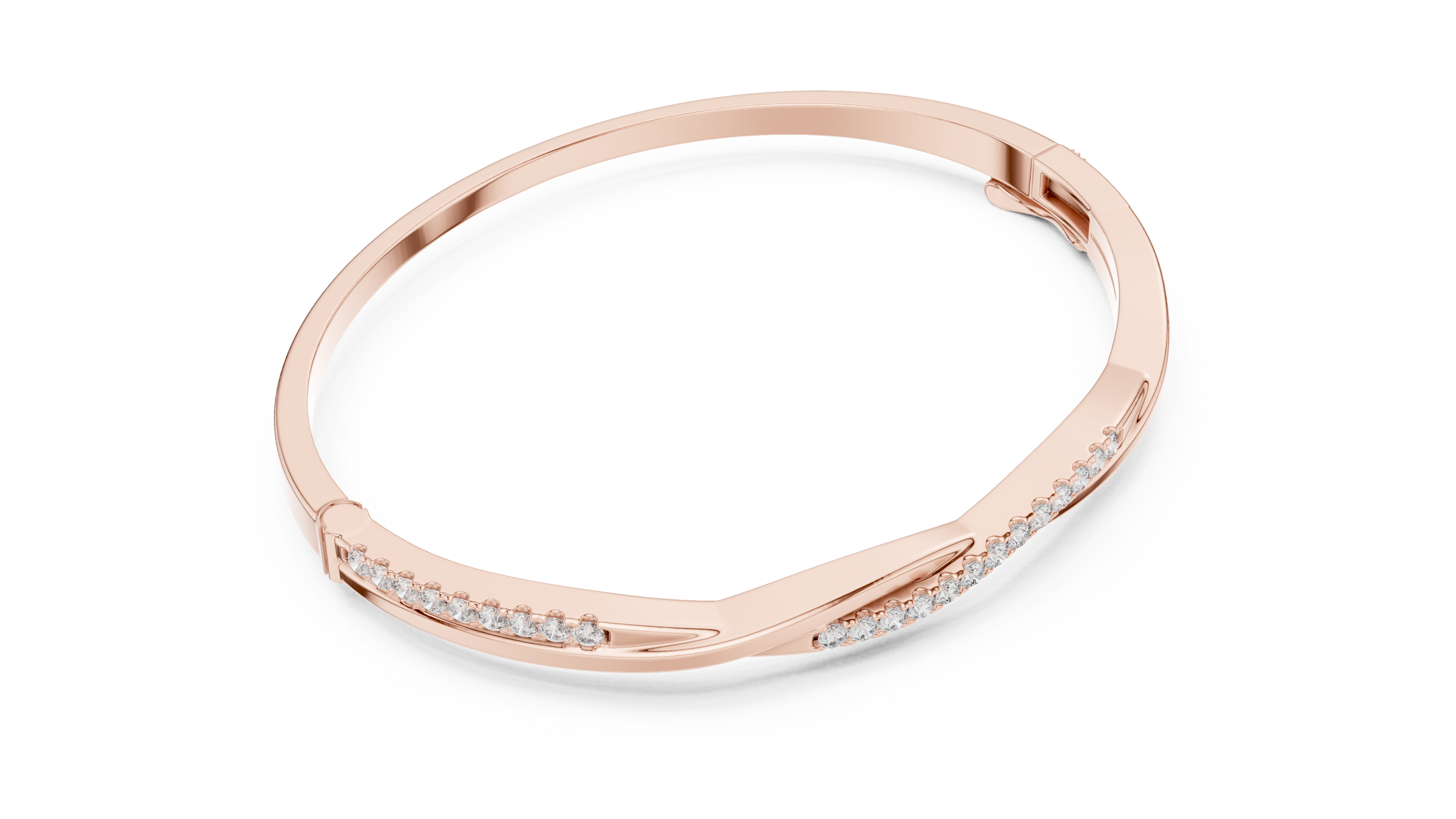 Wave Pave Lab-Grown Diamond Bangle Bracelet in 18K Gold | Sculpted Diamond Crossover Bracelet