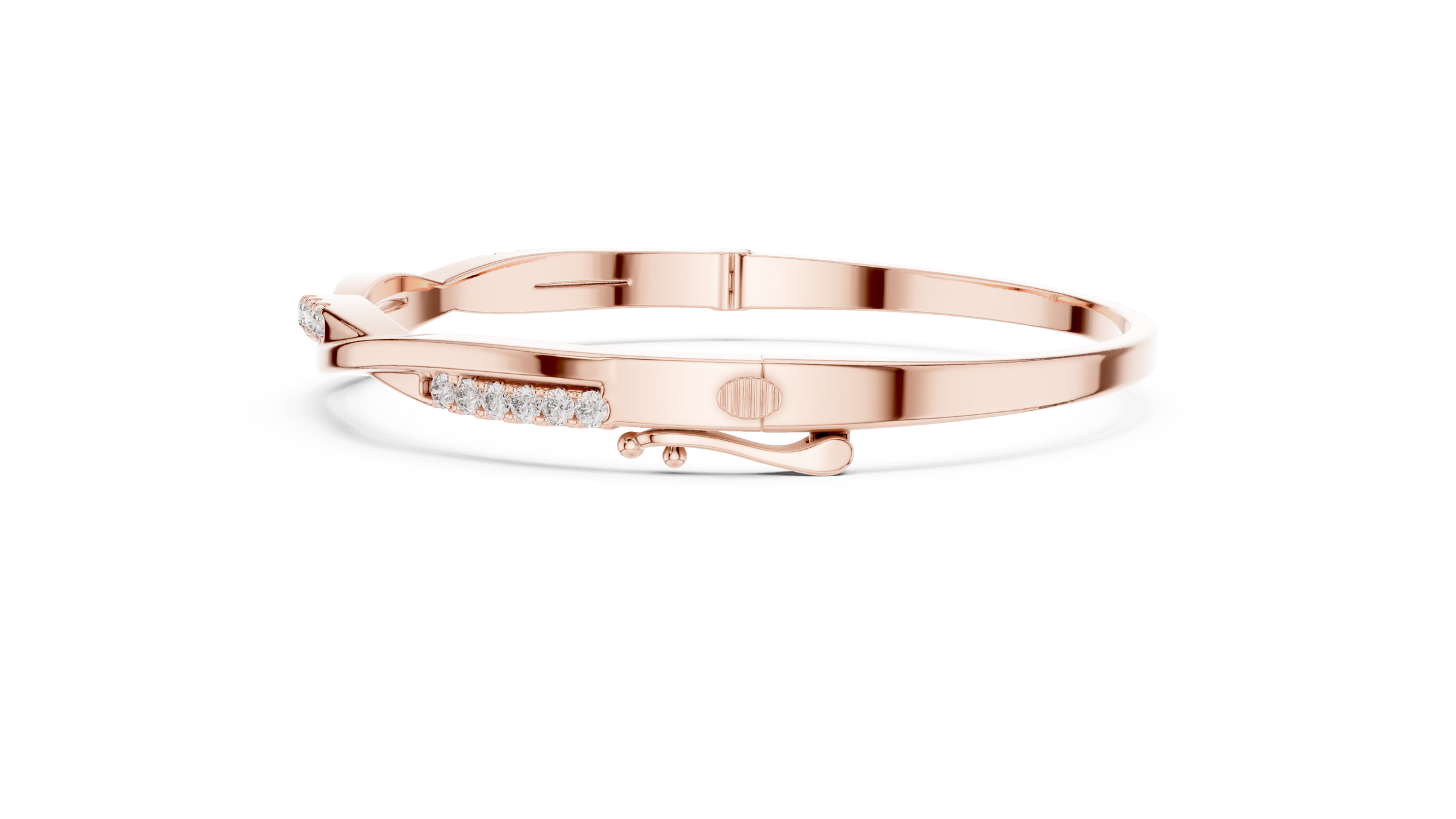 Wave Pave Lab-Grown Diamond Bangle Bracelet in 18K Gold | Sculpted Diamond Crossover Bracelet