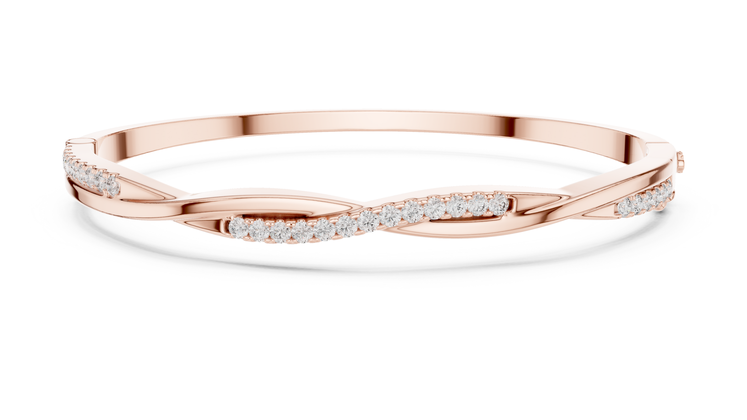 Wave Pave Lab-Grown Diamond Bangle Bracelet in 18K Gold | Sculpted Diamond Crossover Bracelet