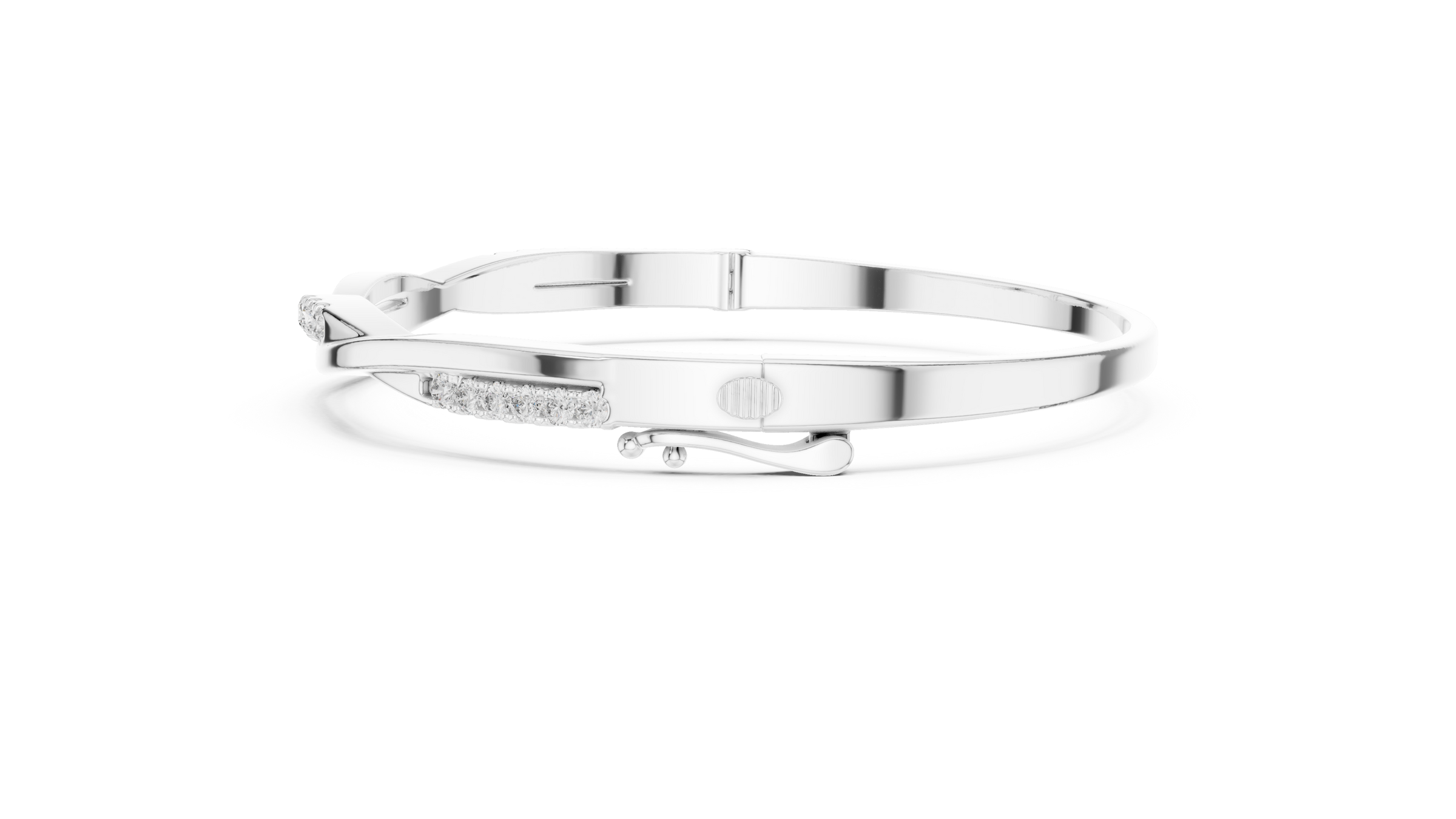 Wave Pave Lab-Grown Diamond Bangle Bracelet in 18K Gold | Sculpted Diamond Crossover Bracelet