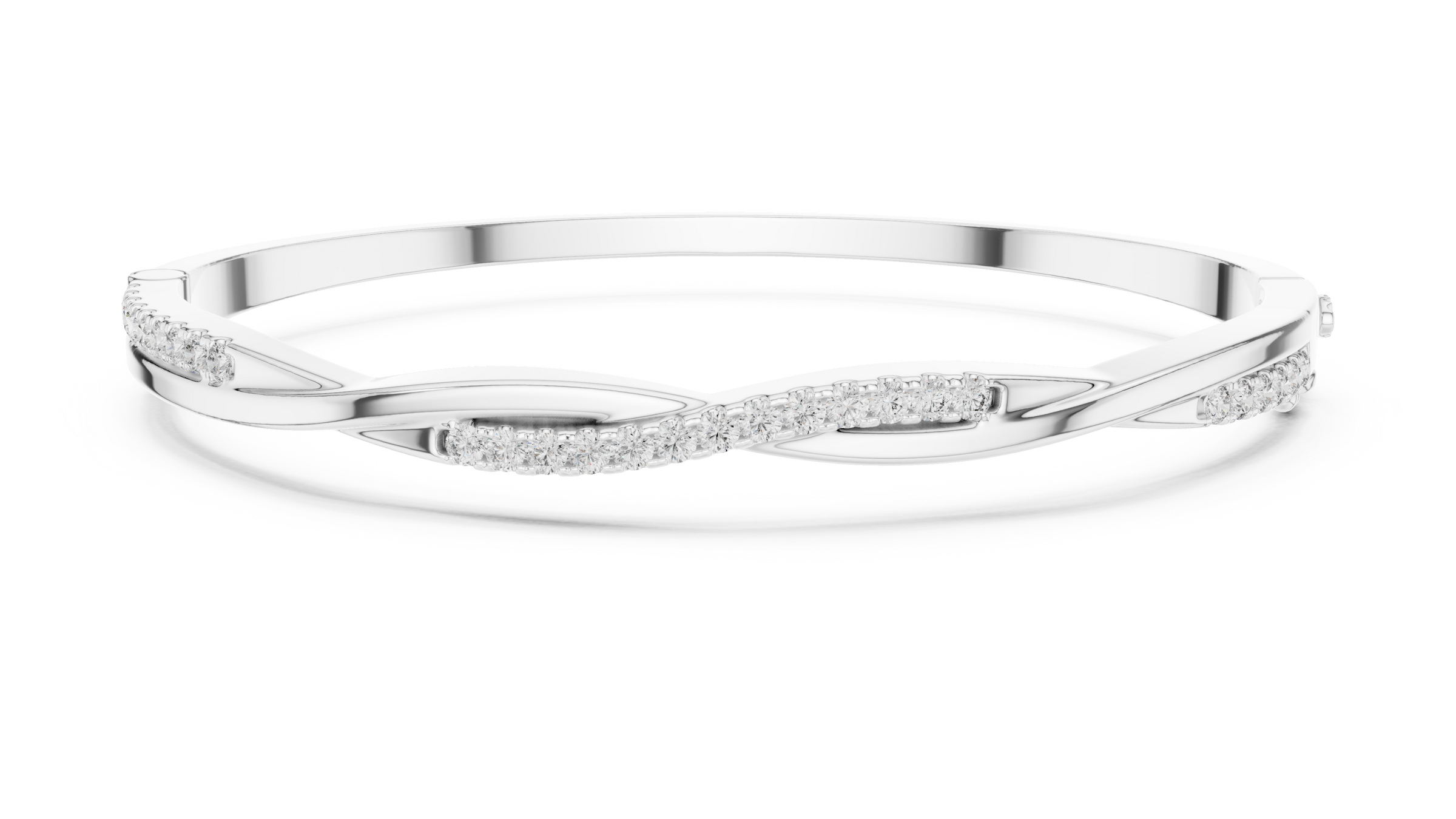 Wave Pave Lab-Grown Diamond Bangle Bracelet in 18K Gold | Sculpted Diamond Crossover Bracelet