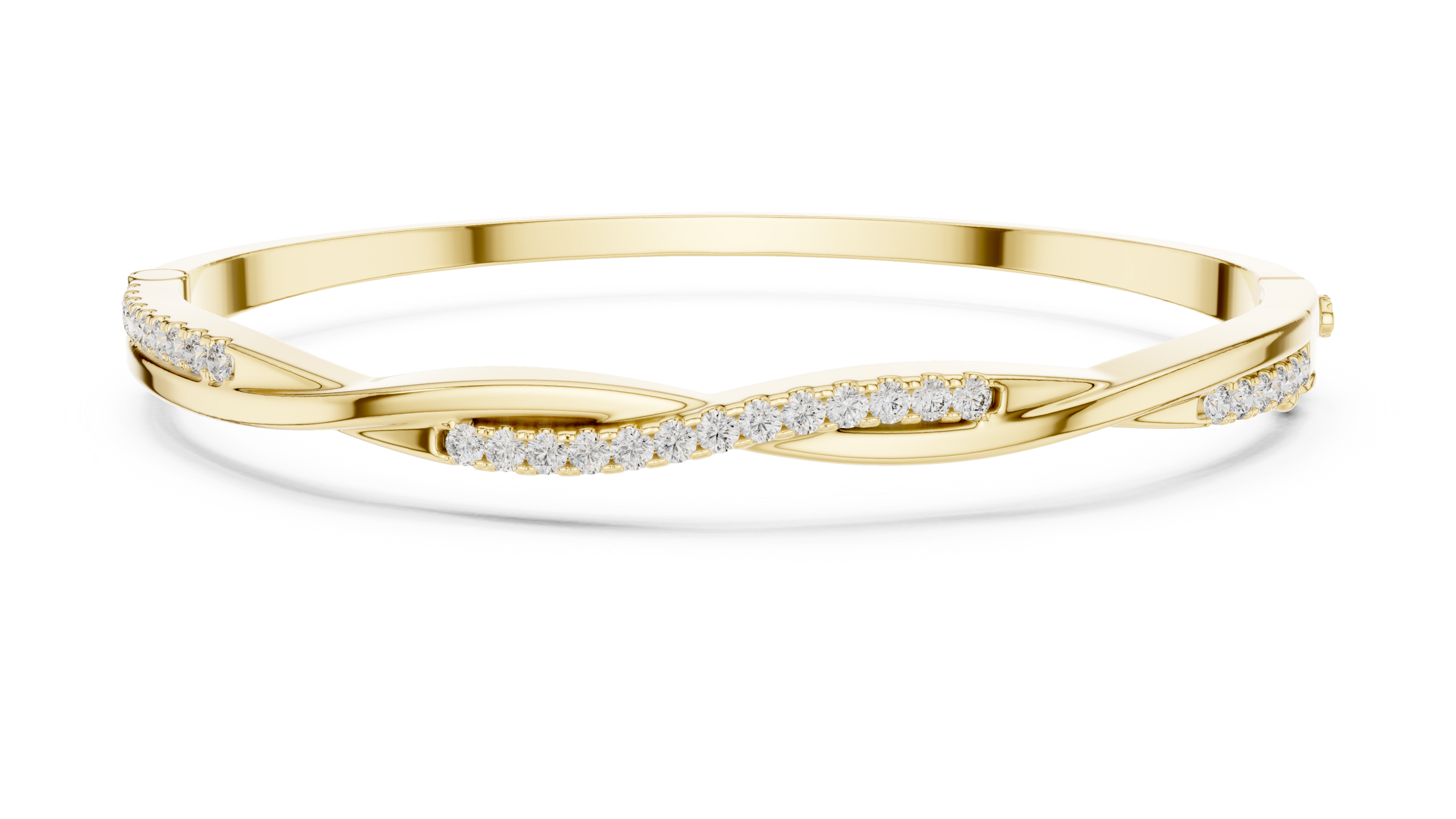 Wave Pave Lab-Grown Diamond Bangle Bracelet in 18K Gold | Sculpted Diamond Crossover Bracelet