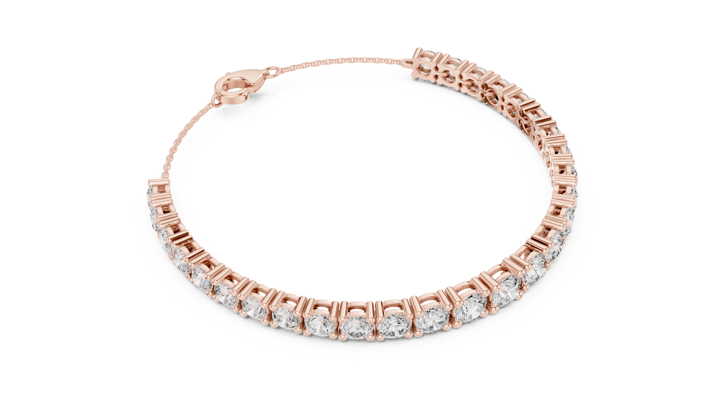 Graduated Lab-Grown Diamond Chain Bracelet in 18K Gold (50 Pointer Centre) | Classic Setting