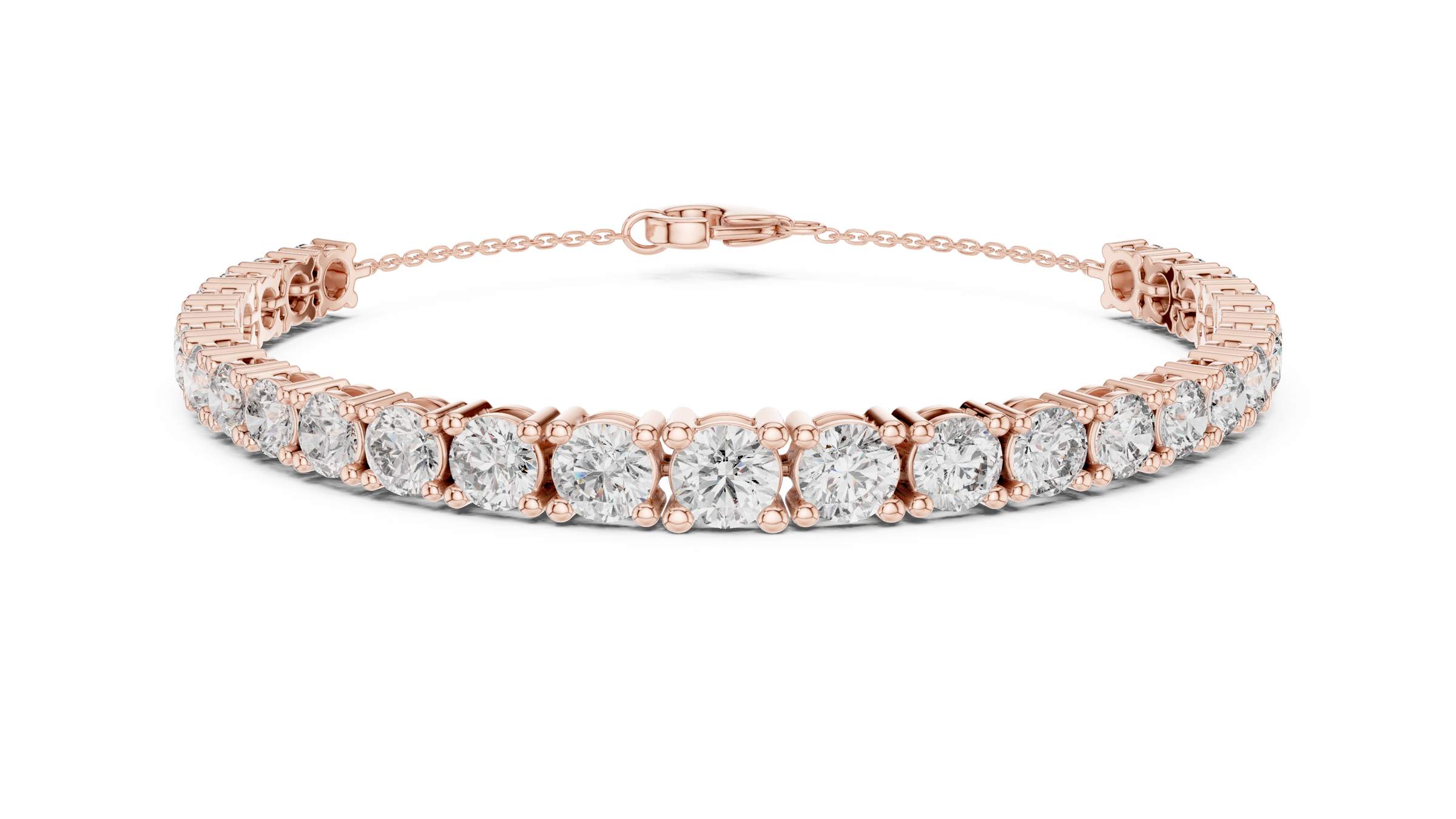 Graduated Lab-Grown Diamond Chain Bracelet in 18K Gold (50 Pointer Centre) | Classic Setting
