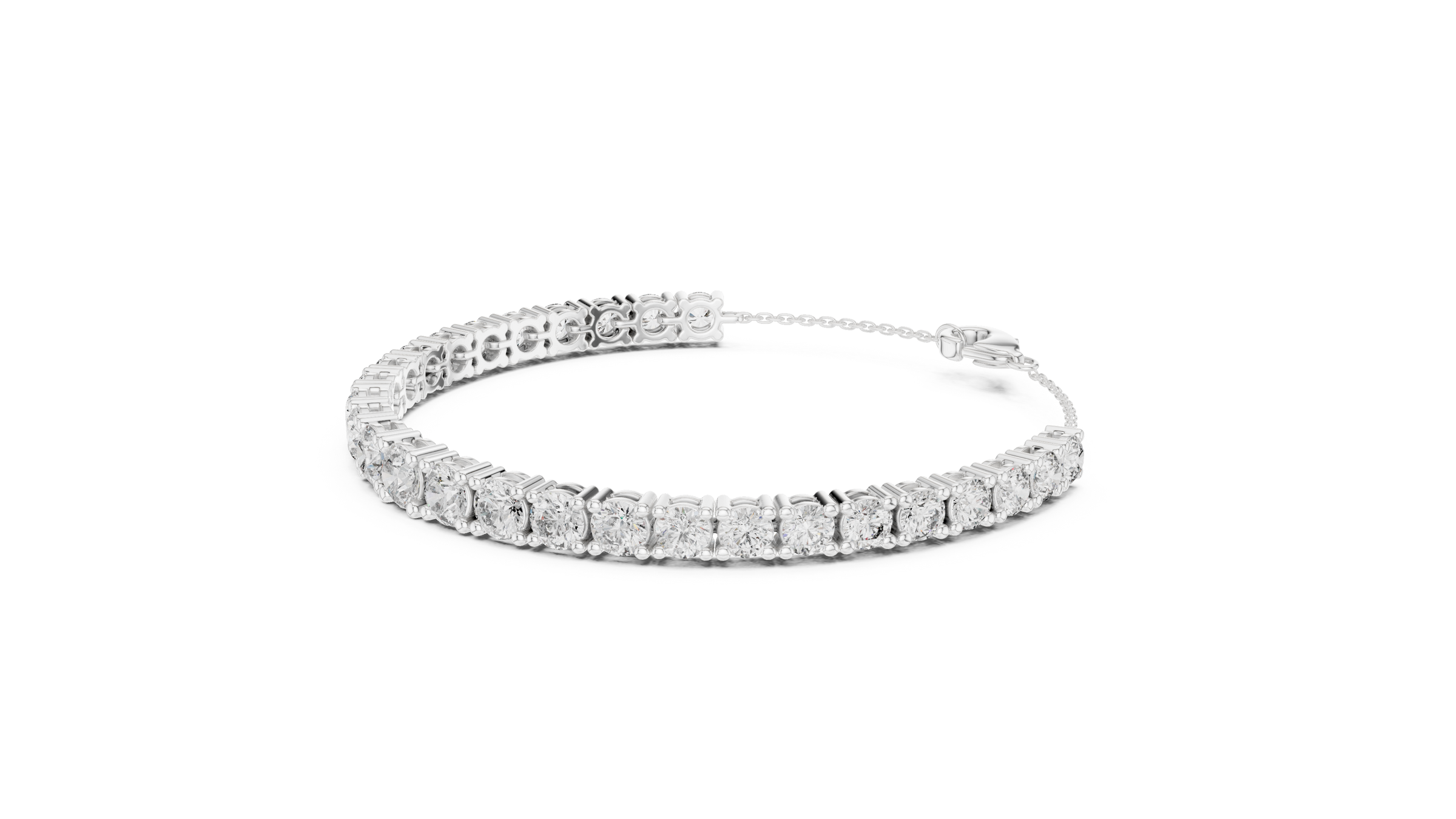 Graduated Lab-Grown Diamond Chain Bracelet in 18K Gold (50 Pointer Centre) | Classic Setting