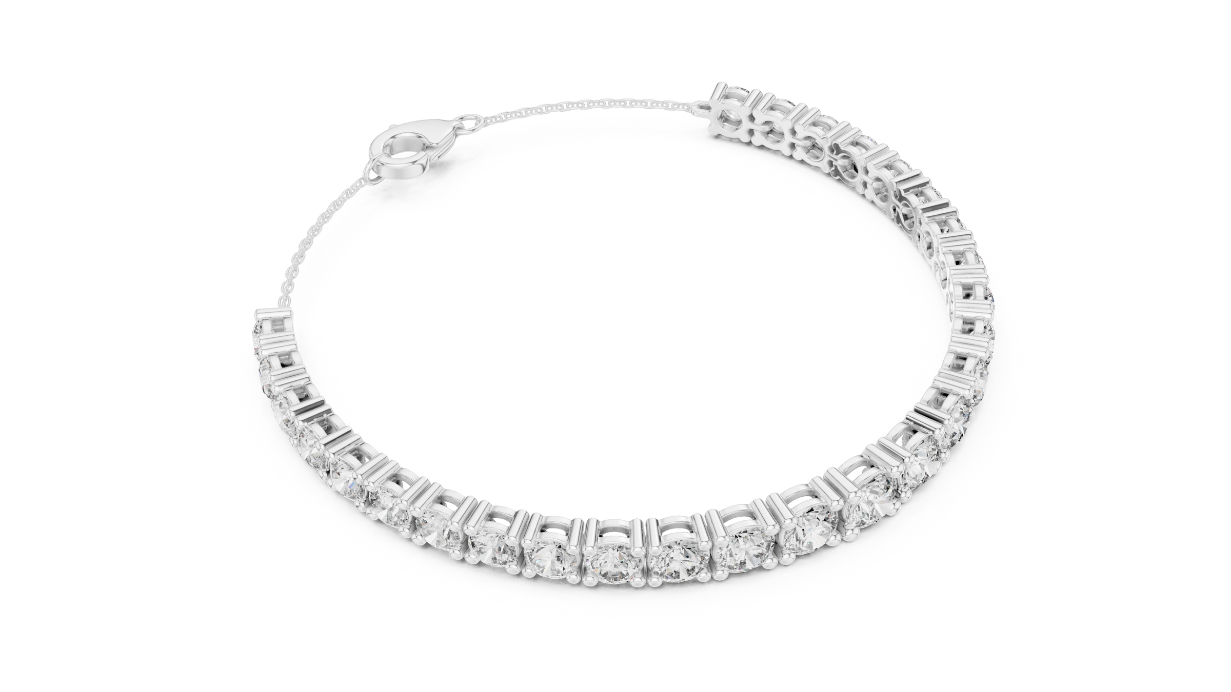 Graduated Lab-Grown Diamond Chain Bracelet in 18K Gold (50 Pointer Centre) | Classic Setting