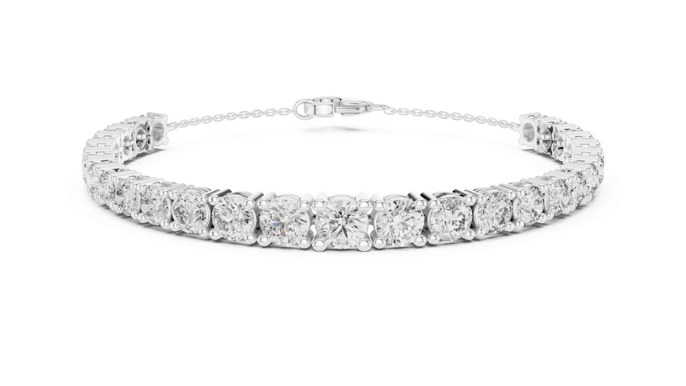 Graduated Lab-Grown Diamond Chain Bracelet in 18K Gold (50 Pointer Centre) | Classic Setting