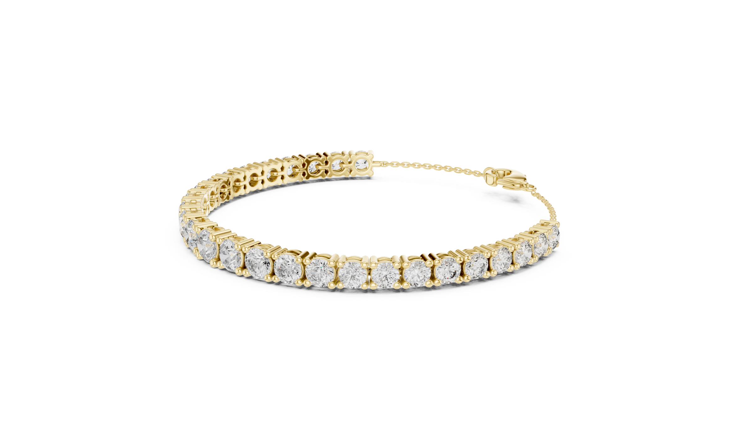 Graduated Lab-Grown Diamond Chain Bracelet in 18K Gold (50 Pointer Centre) | Classic Setting