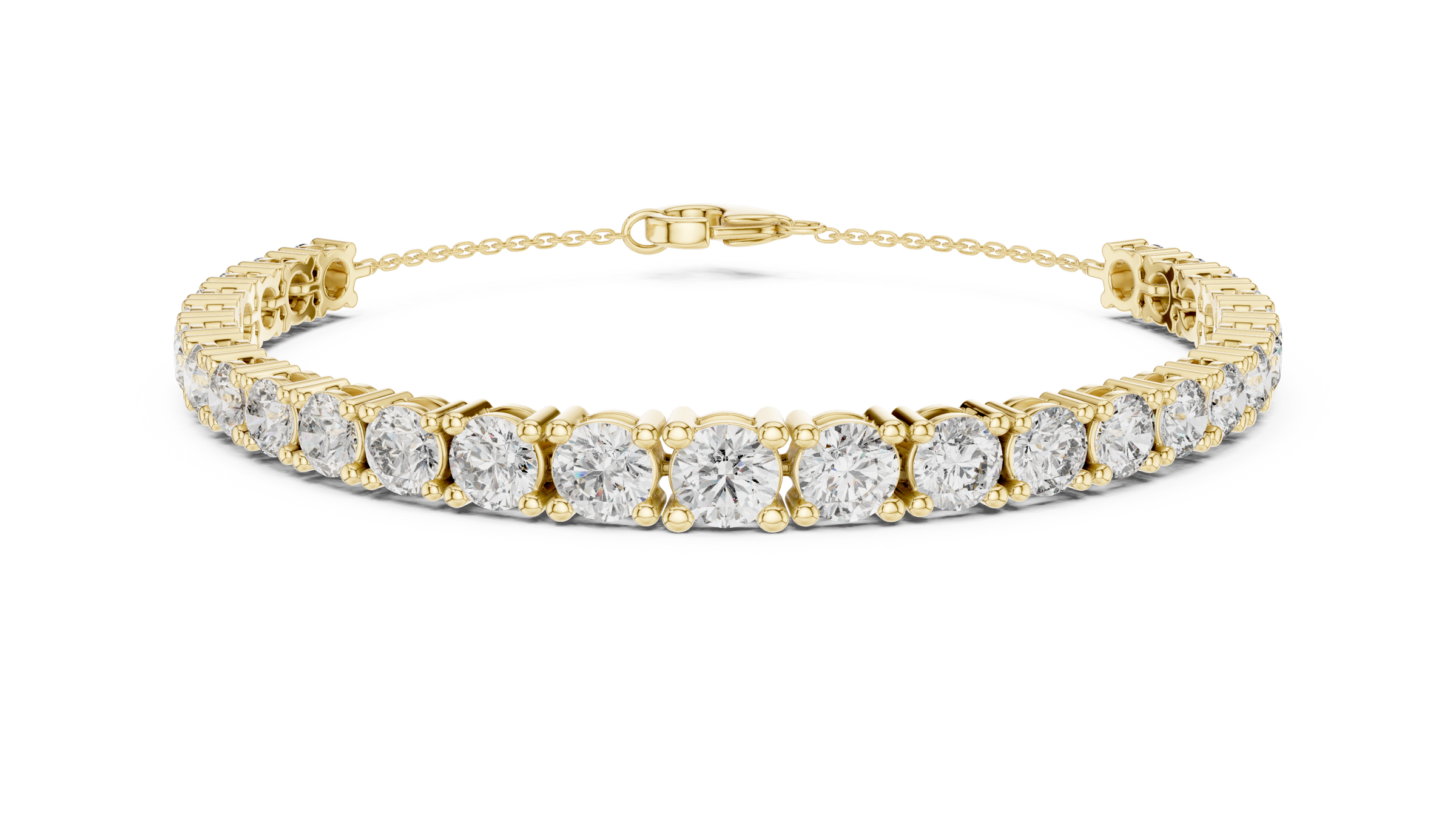 Graduated Lab-Grown Diamond Chain Bracelet in 18K Gold (50 Pointer Centre) | Classic Setting