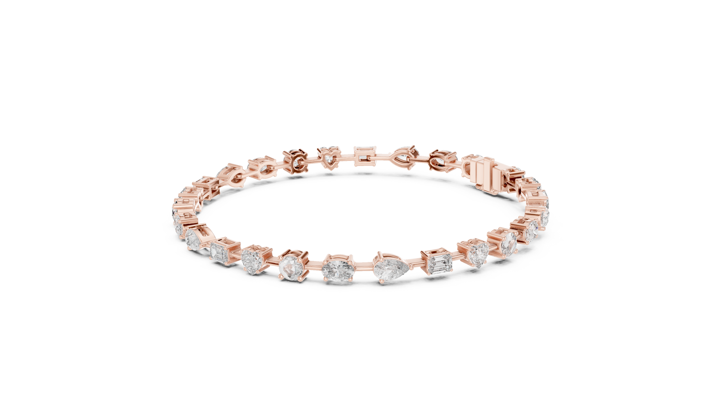 Mixed Shape Lab-Grown Diamond Bracelet in 18K Gold | Round, Heart, Emerald, Oval & Pear | 3.5 Carat