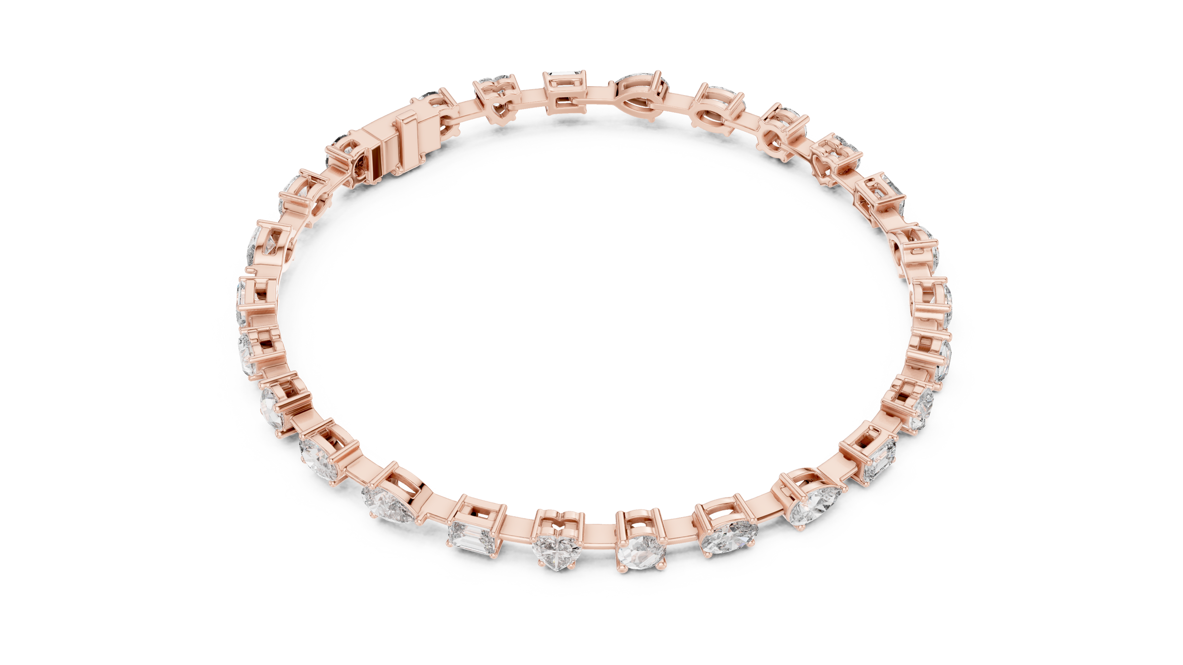 Mixed Shape Lab-Grown Diamond Bracelet in 18K Gold | Round, Heart, Emerald, Oval & Pear | 3.5 Carat