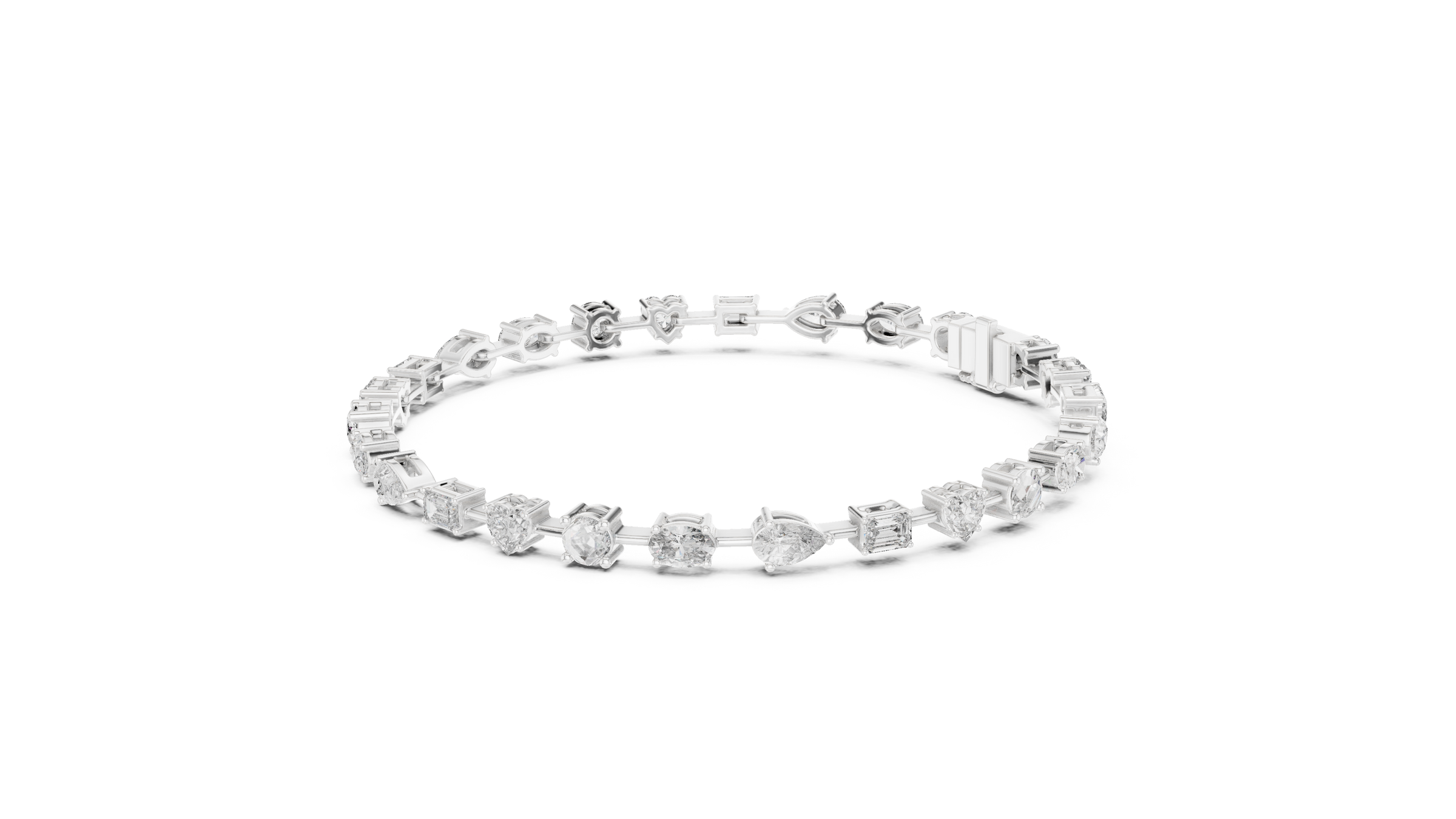 Mixed Shape Lab-Grown Diamond Bracelet in 18K Gold | Round, Heart, Emerald, Oval & Pear | 3.5 Carat