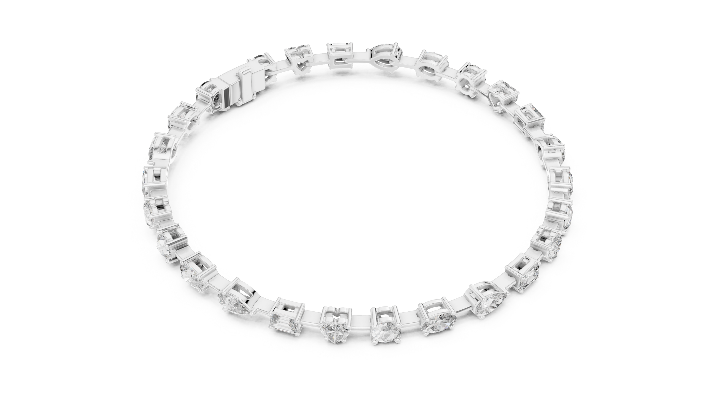 Mixed Shape Lab-Grown Diamond Bracelet in 18K Gold | Round, Heart, Emerald, Oval & Pear | 3.5 Carat