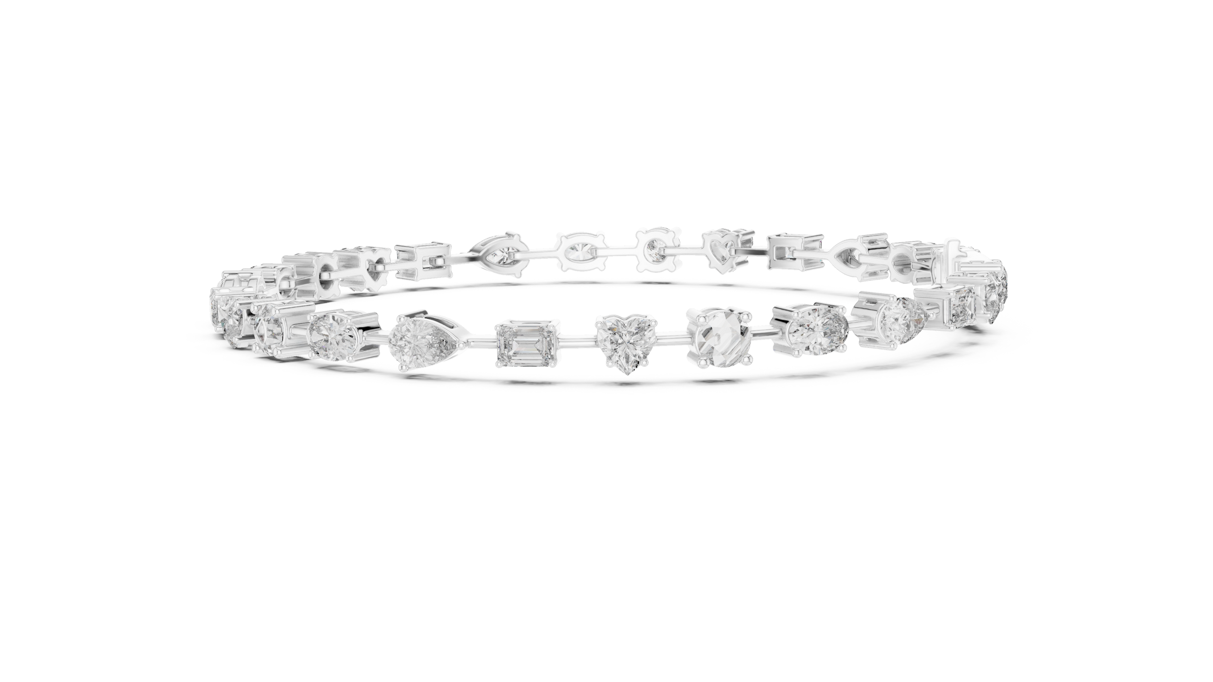 Mixed Shape Lab-Grown Diamond Bracelet in 18K Gold | Round, Heart, Emerald, Oval & Pear | 3.5 Carat