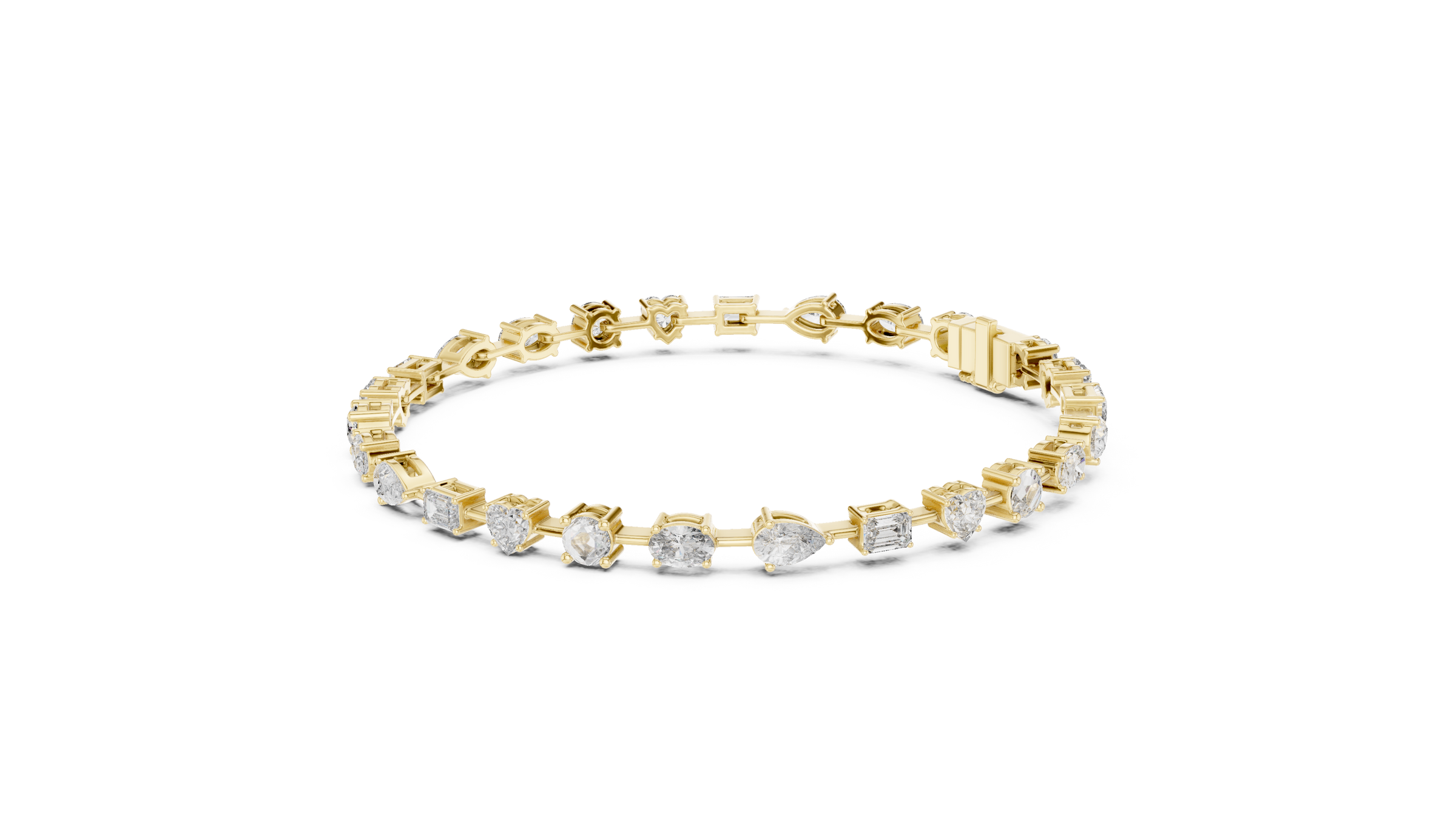 Mixed Shape Lab-Grown Diamond Bracelet in 18K Gold | Round, Heart, Emerald, Oval & Pear | 3.5 Carat