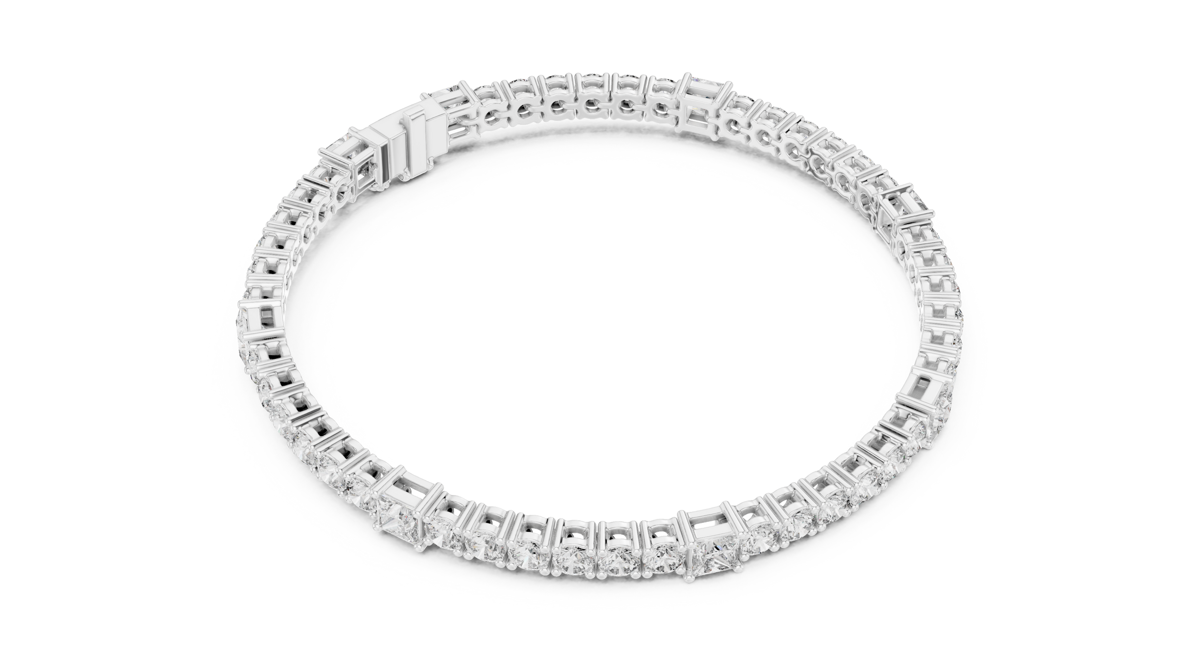 Round & Princess Cut Lab-Grown Diamond Tennis Bracelet in 18K Gold | 6 Carat
