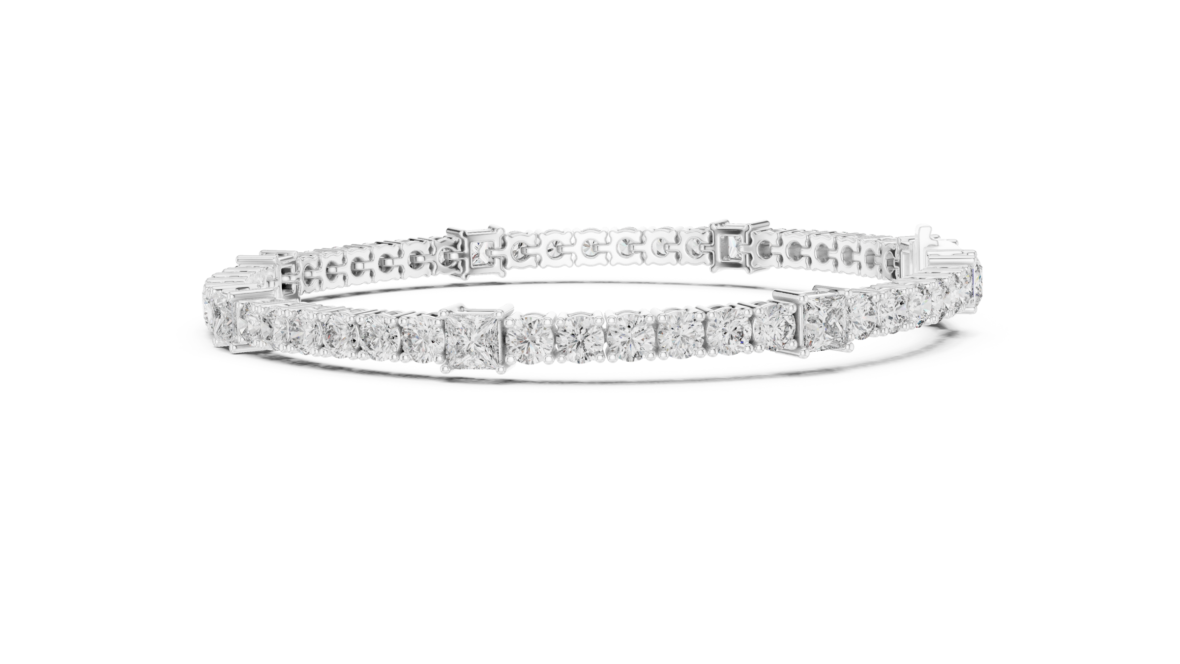 Round & Princess Cut Lab-Grown Diamond Tennis Bracelet in 18K Gold | 6 Carat