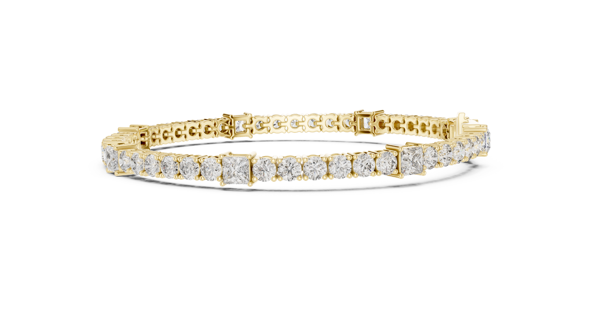 Round & Princess Cut Lab-Grown Diamond Tennis Bracelet in 18K Gold | 6 Carat