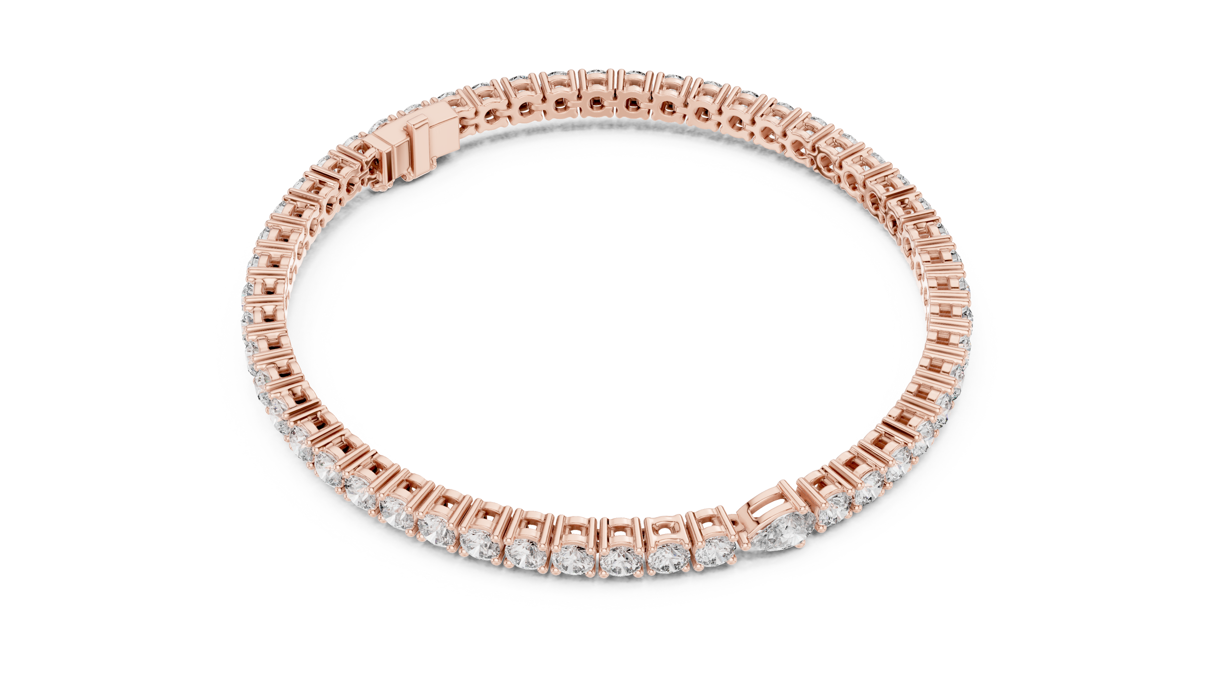 Round & Pear Cut Lab-Grown Diamond Tennis Bracelet in 18K Gold | 5.3 Carats