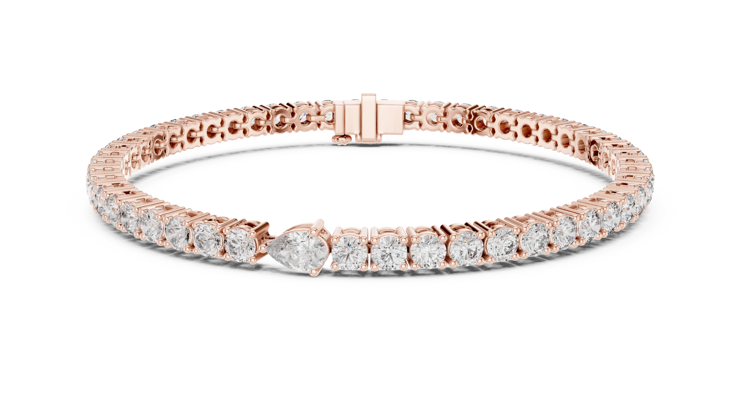 Round & Pear Cut Lab-Grown Diamond Tennis Bracelet in 18K Gold | 5.3 Carats