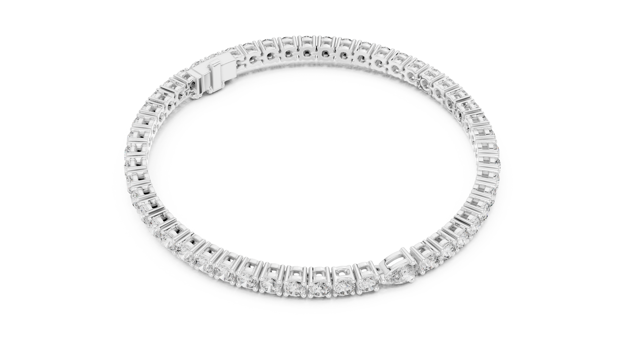 Round & Pear Cut Lab-Grown Diamond Tennis Bracelet in 18K Gold | 5.3 Carats