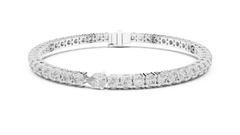 Round & Pear Cut Lab-Grown Diamond Tennis Bracelet in 18K Gold | 5.3 Carats