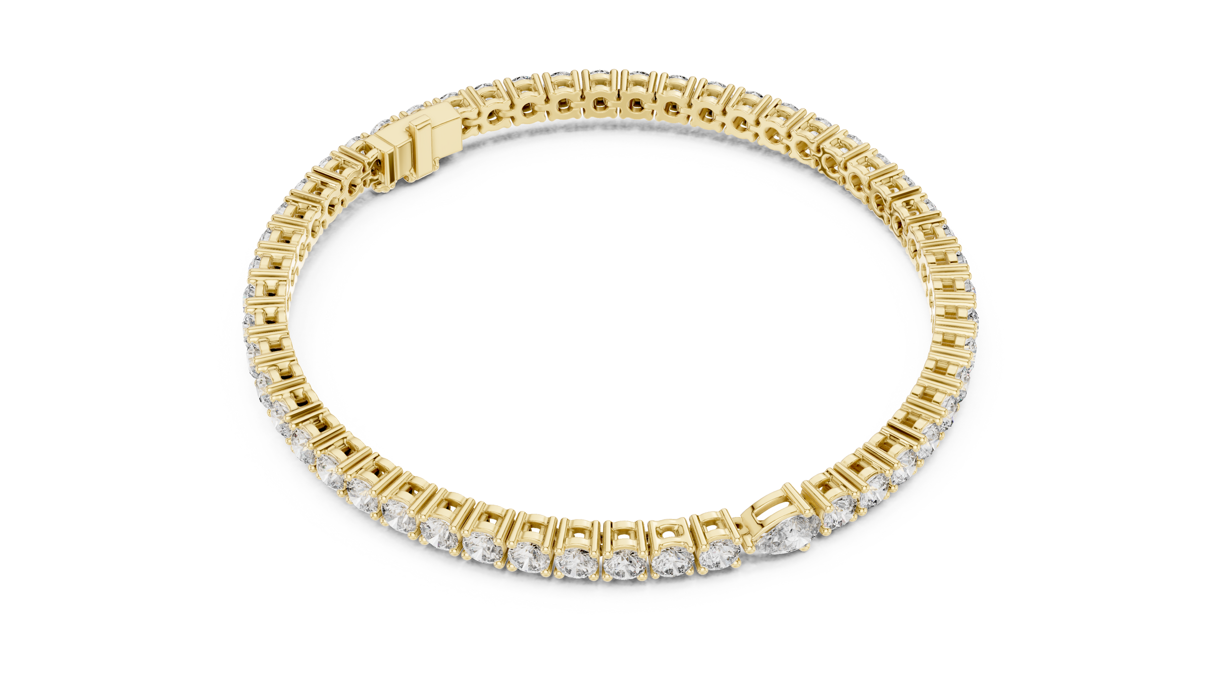 Round & Pear Cut Lab-Grown Diamond Tennis Bracelet in 18K Gold | 5.3 Carats