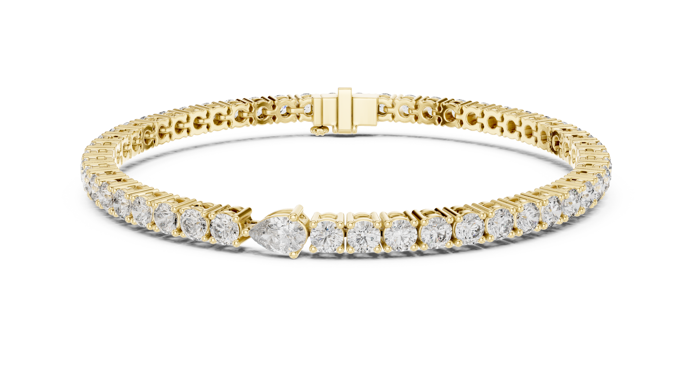 Round & Pear Cut Lab-Grown Diamond Tennis Bracelet in 18K Gold | 5.3 Carats