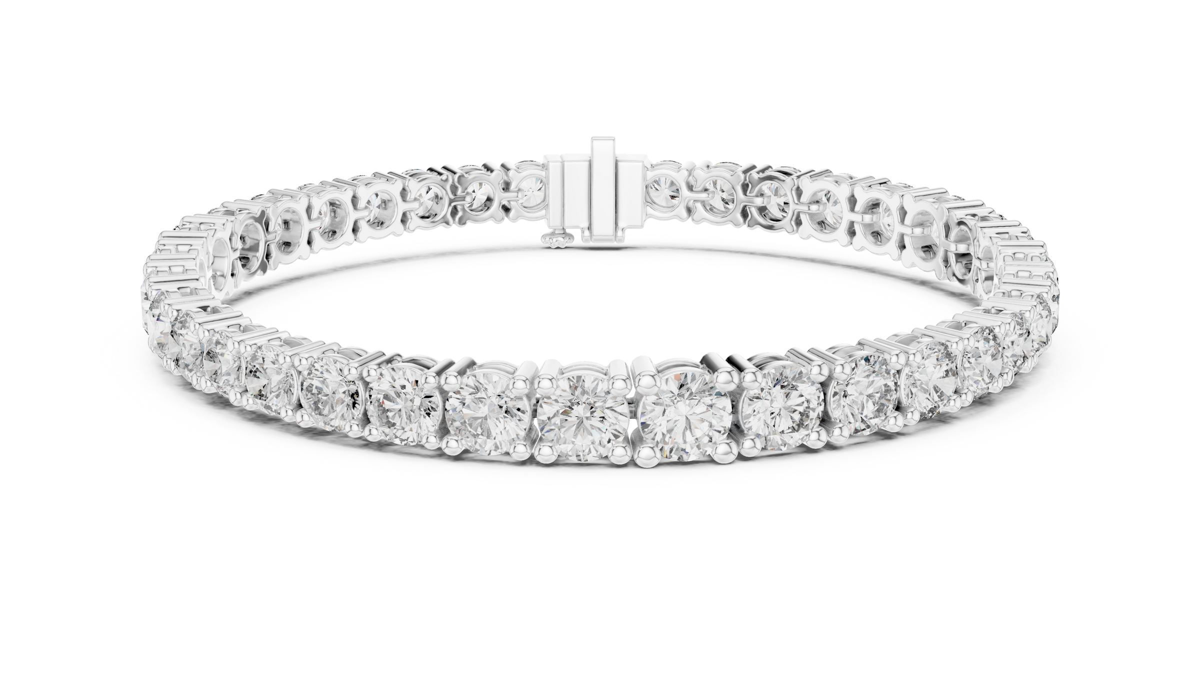 Symmetrical Graduated Round Lab-Grown Diamond Tennis Bracelet in 18K Gold | 13 Carat