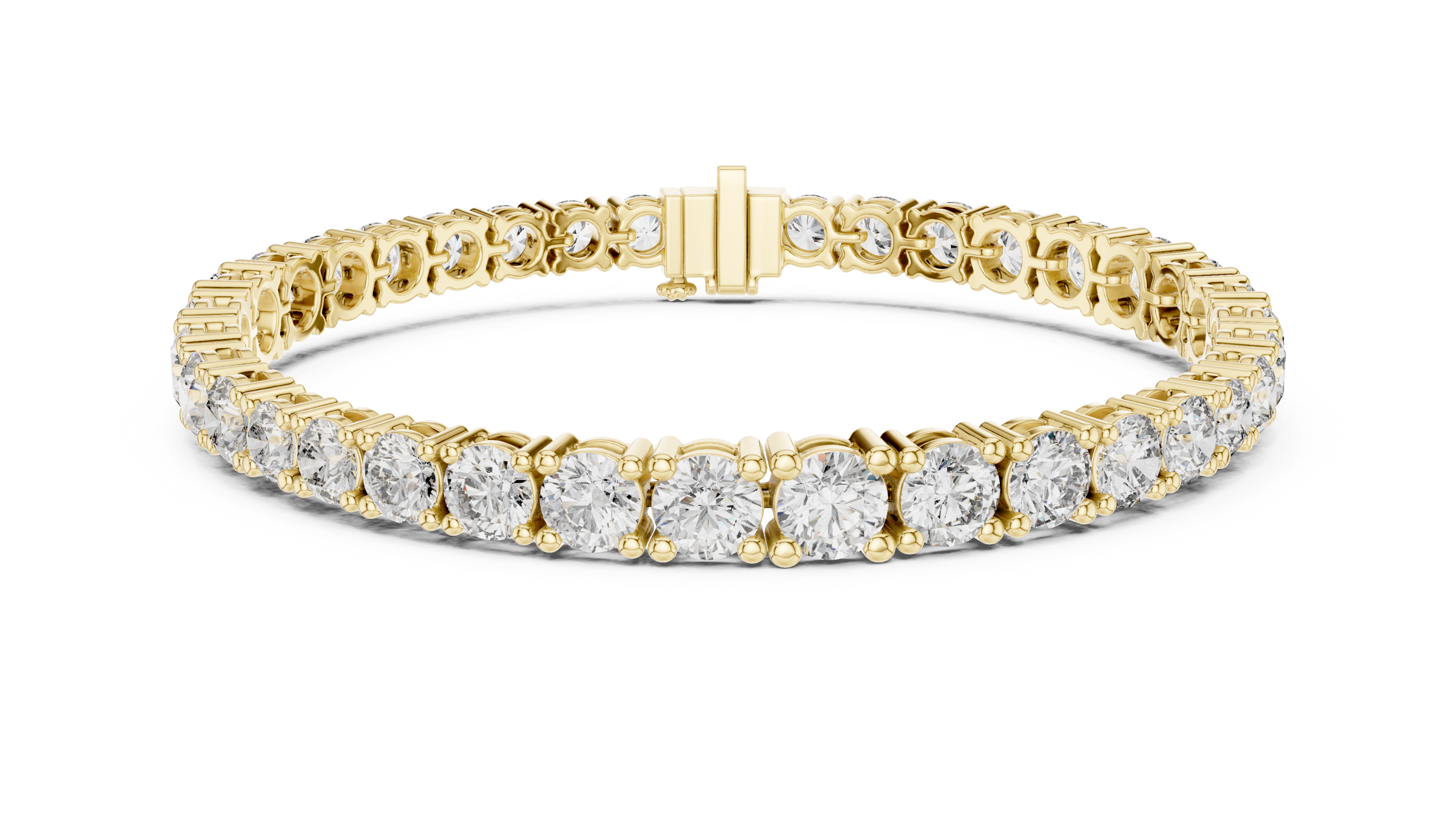 Symmetrical Graduated Round Lab-Grown Diamond Tennis Bracelet in 18K Gold | 13 Carat