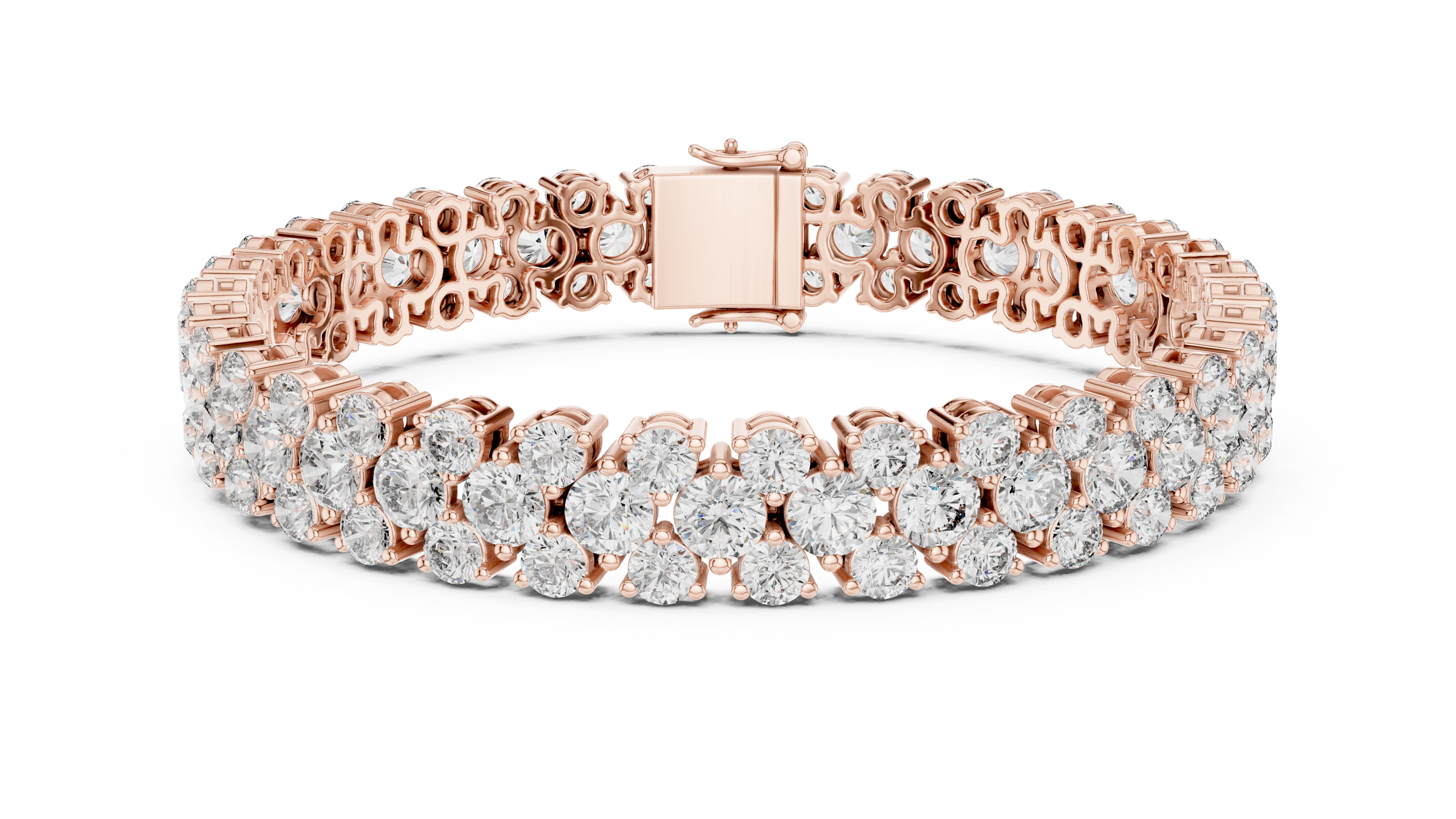 Triple Row Lab-Grown Diamond Tennis Bracelet in 18K Gold | 15 Carat
