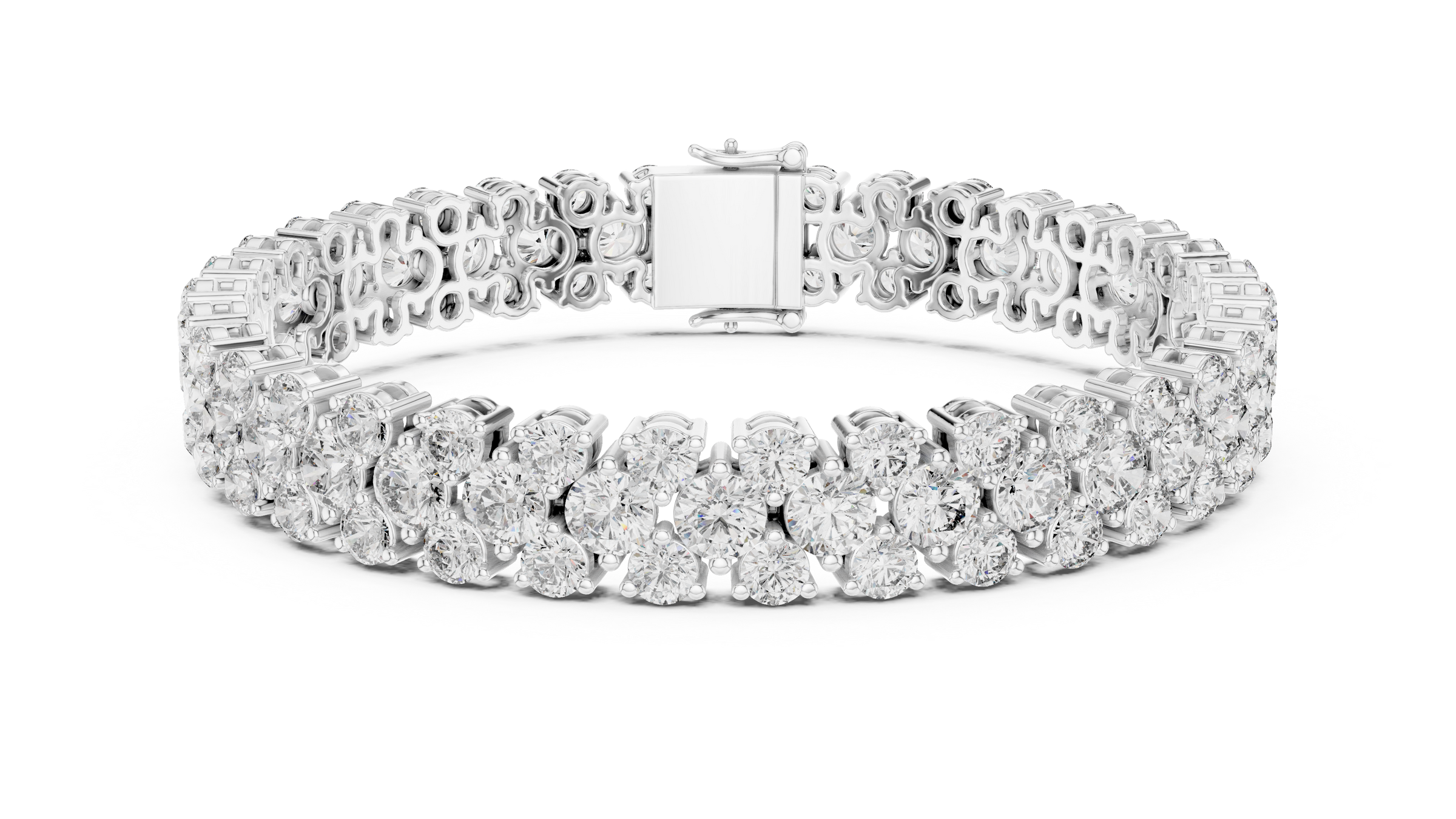 Triple Row Lab-Grown Diamond Tennis Bracelet in 18K Gold | 15 Carat