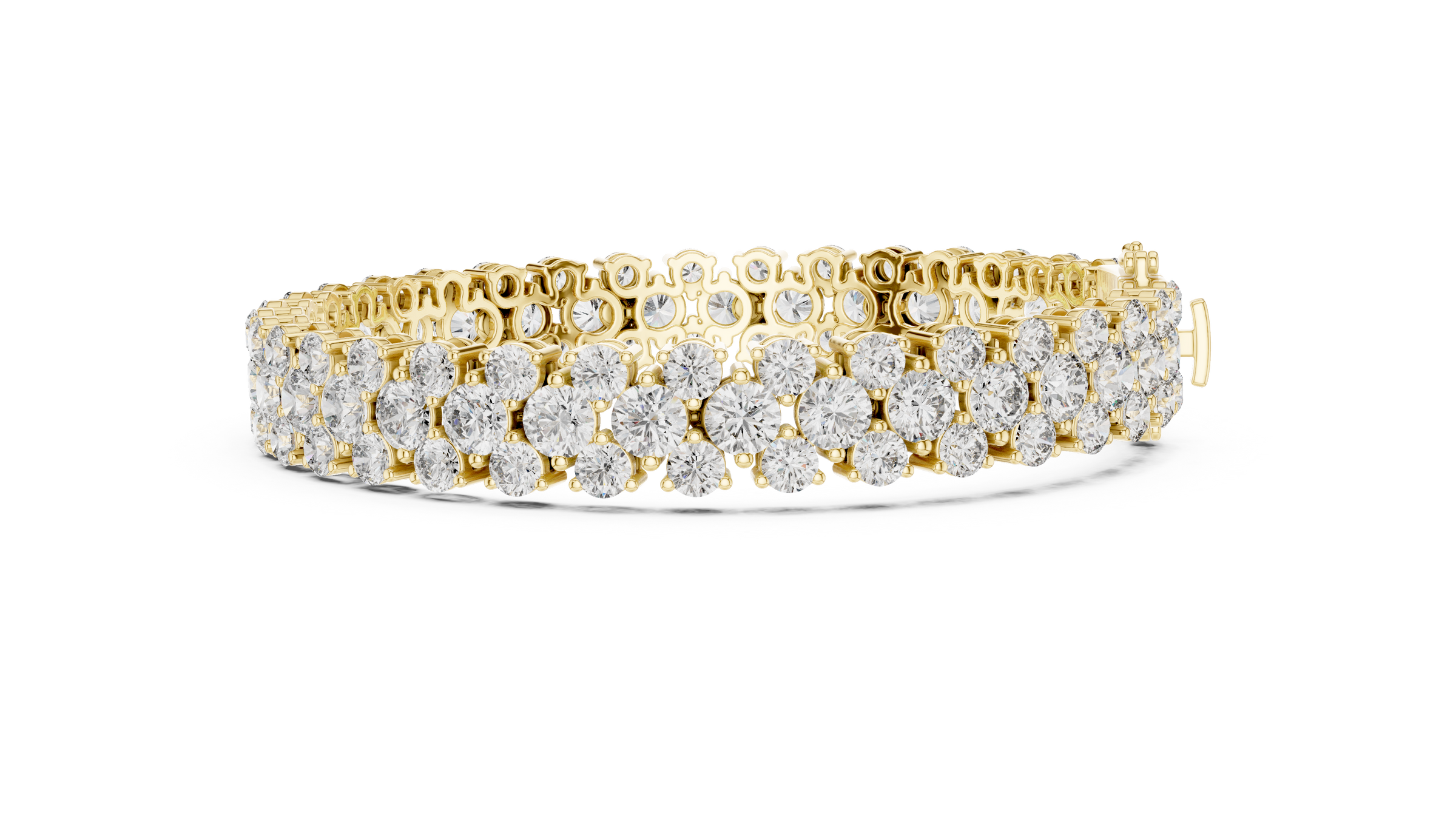 Triple Row Lab-Grown Diamond Tennis Bracelet in 18K Gold | 15 Carat