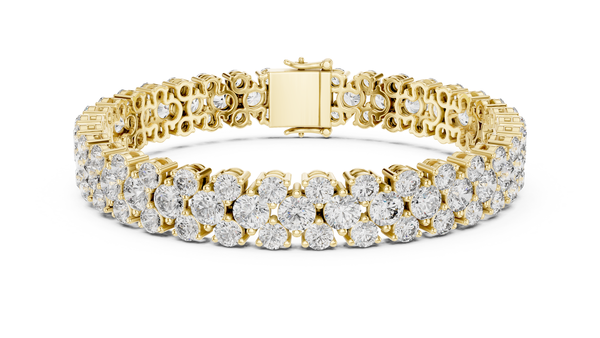 Triple Row Lab-Grown Diamond Tennis Bracelet in 18K Gold | 15 Carat