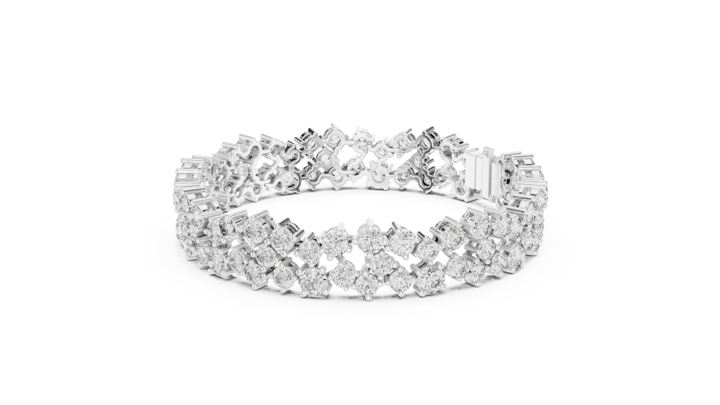 Multi-Cluster Lab-Grown Diamond Bracelet in 18K Gold | 14 Carat