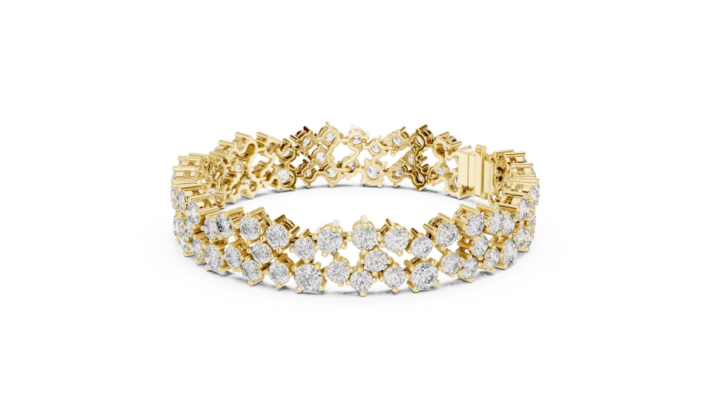 Multi-Cluster Lab-Grown Diamond Bracelet in 18K Gold | 14 Carat