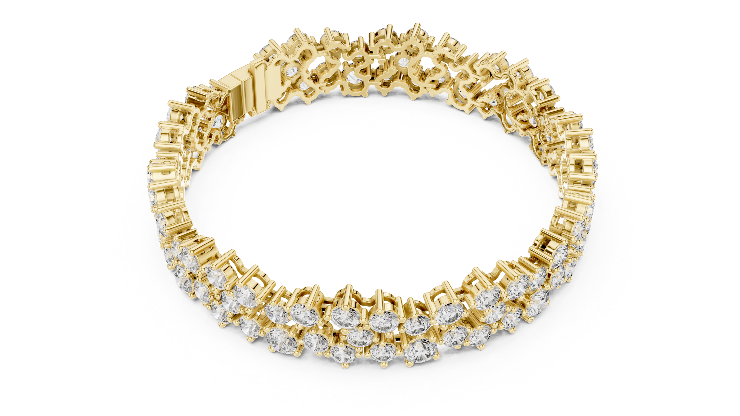 Multi-Cluster Lab-Grown Diamond Bracelet in 18K Gold | 14 Carat