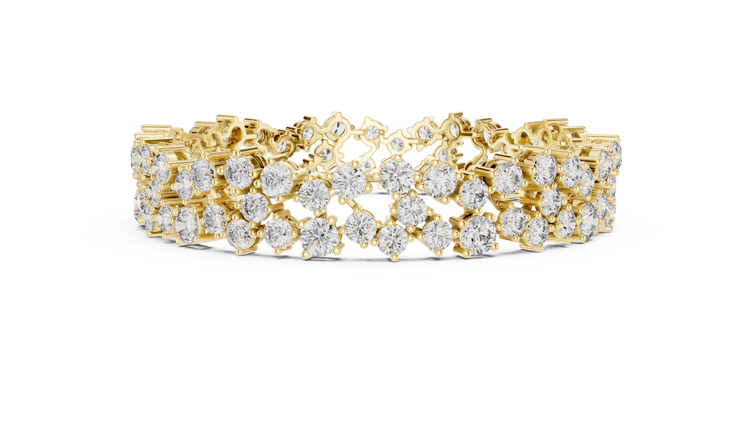 Multi-Cluster Lab-Grown Diamond Bracelet in 18K Gold | 14 Carat